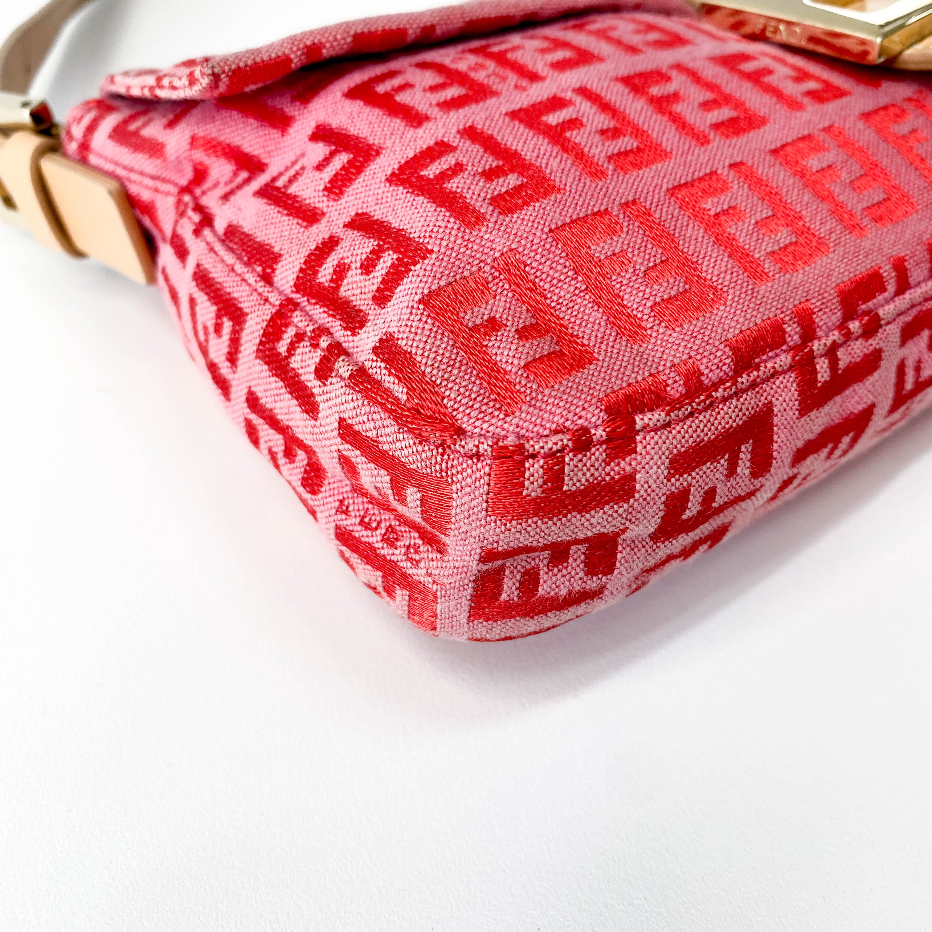 Baguette Pink Zucca Canvas Shoulder Bag