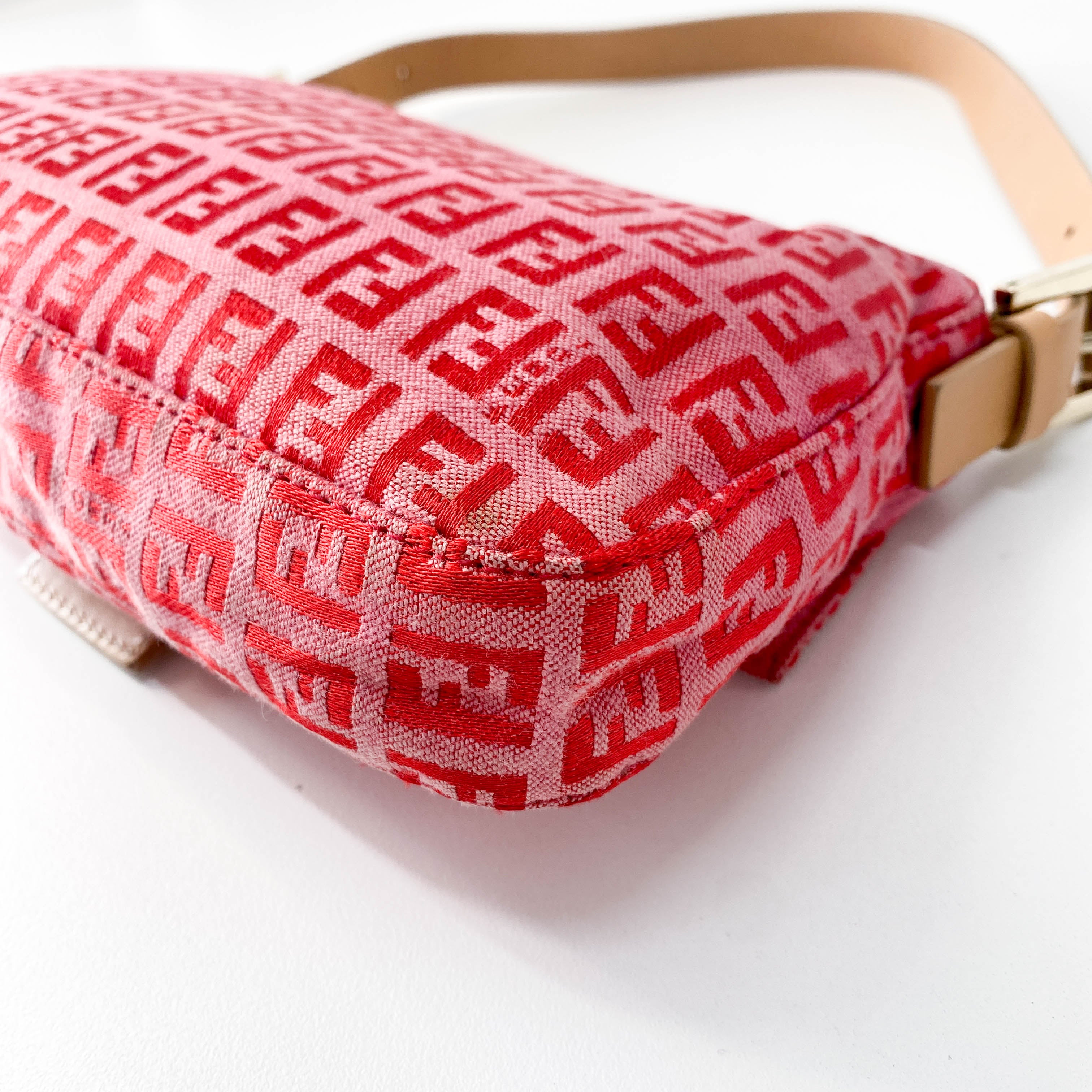 Baguette Pink Zucca Canvas Shoulder Bag