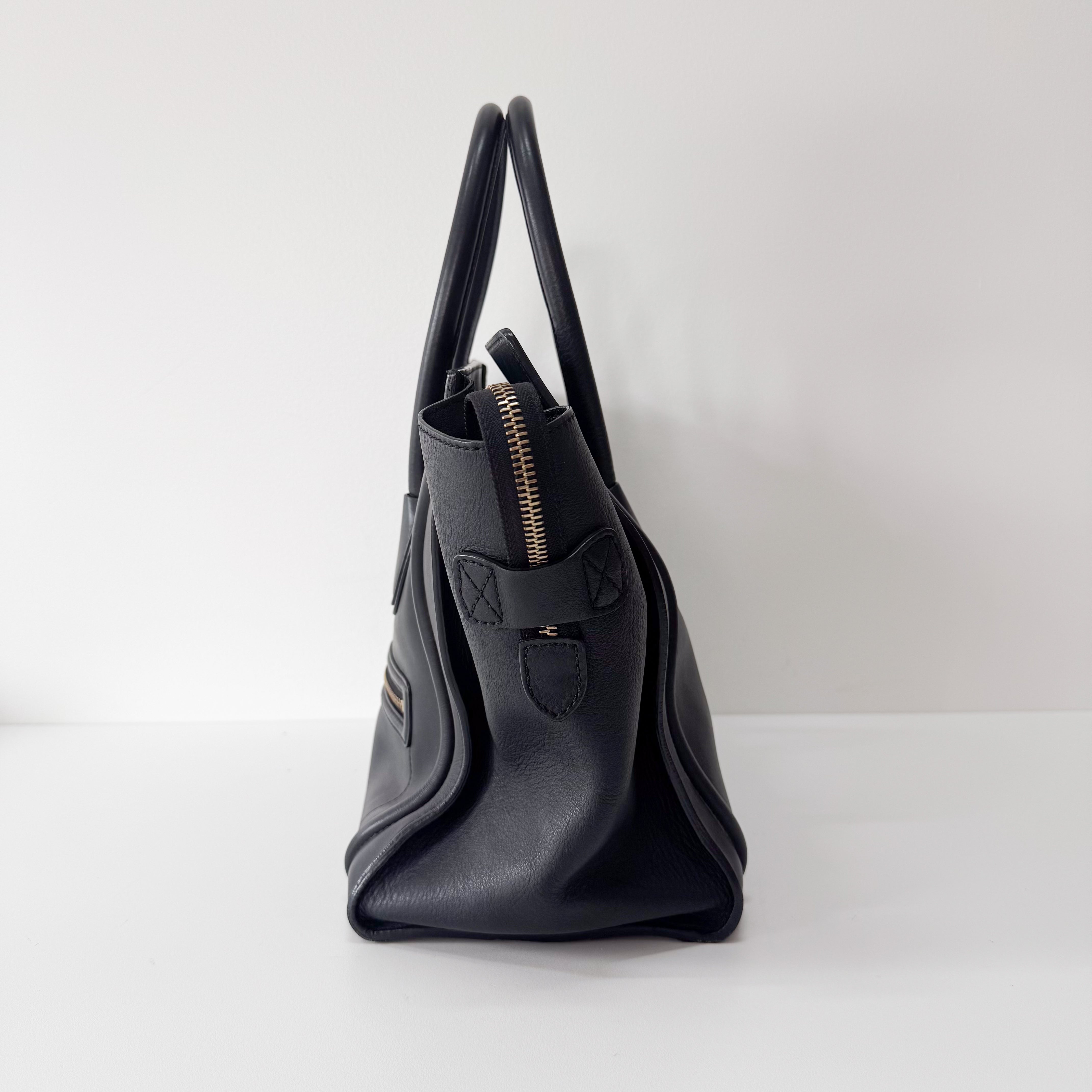 Luggage Black Leather Tote Bag