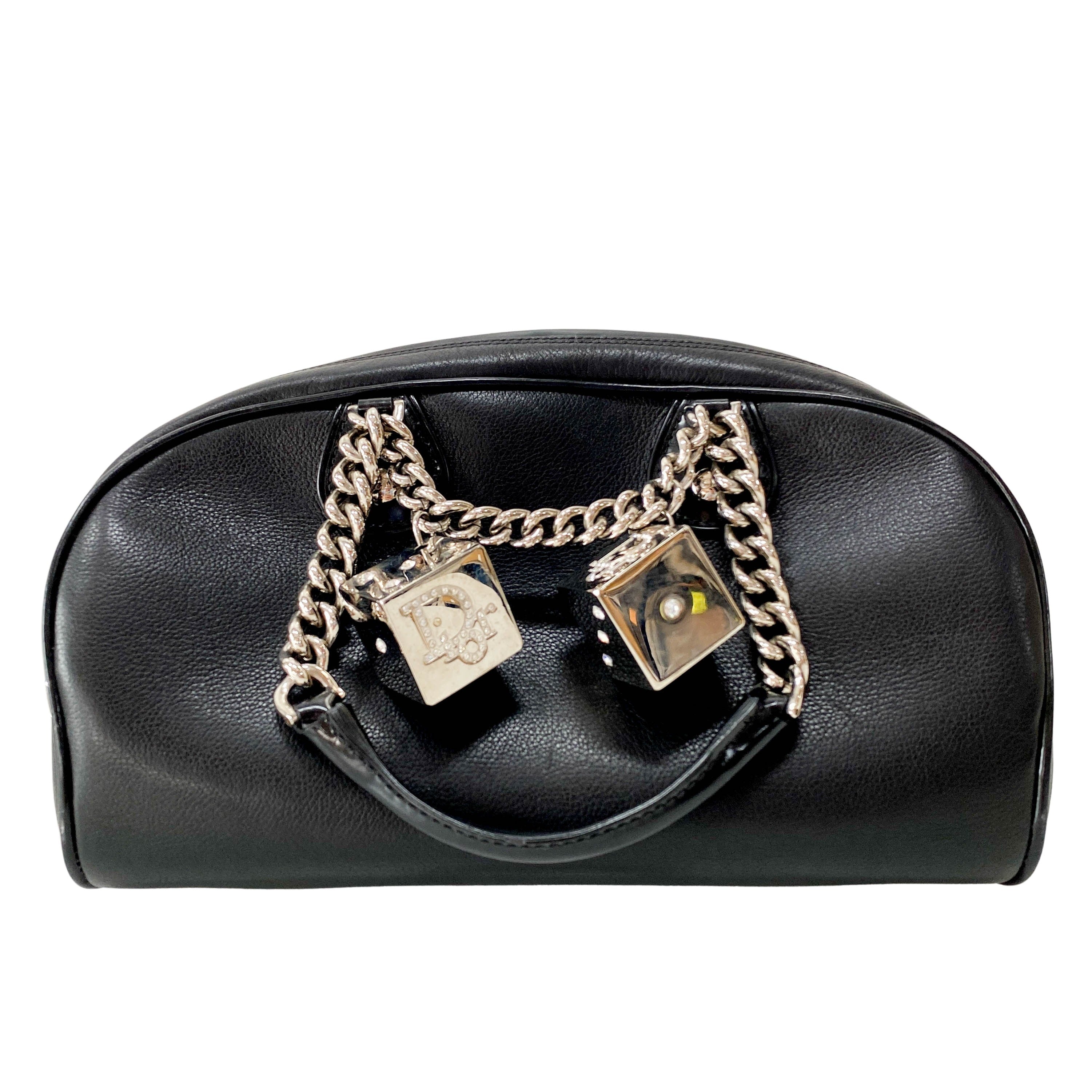 Gambler Dice Black Leather Handbag