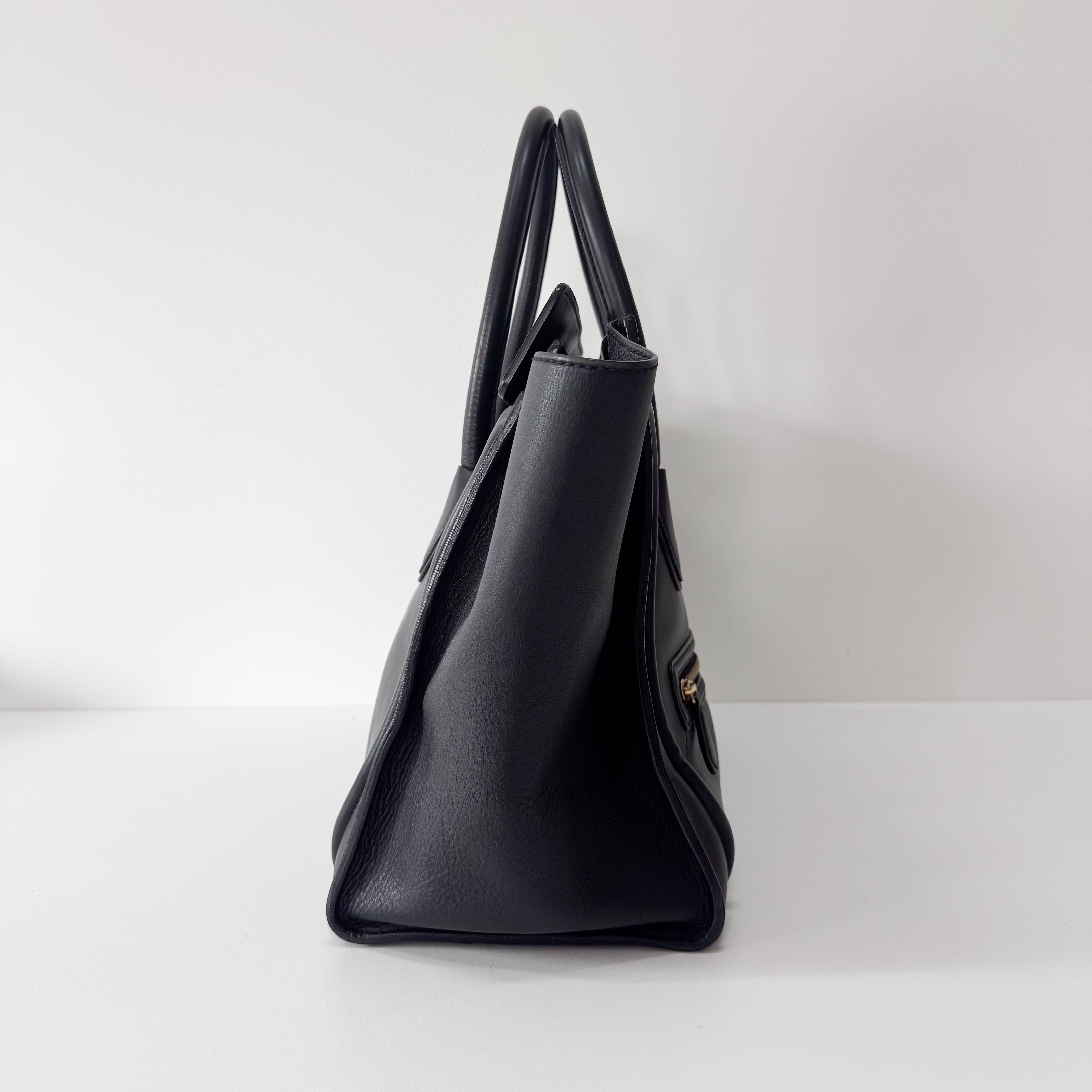 Luggage Black Leather Tote Bag