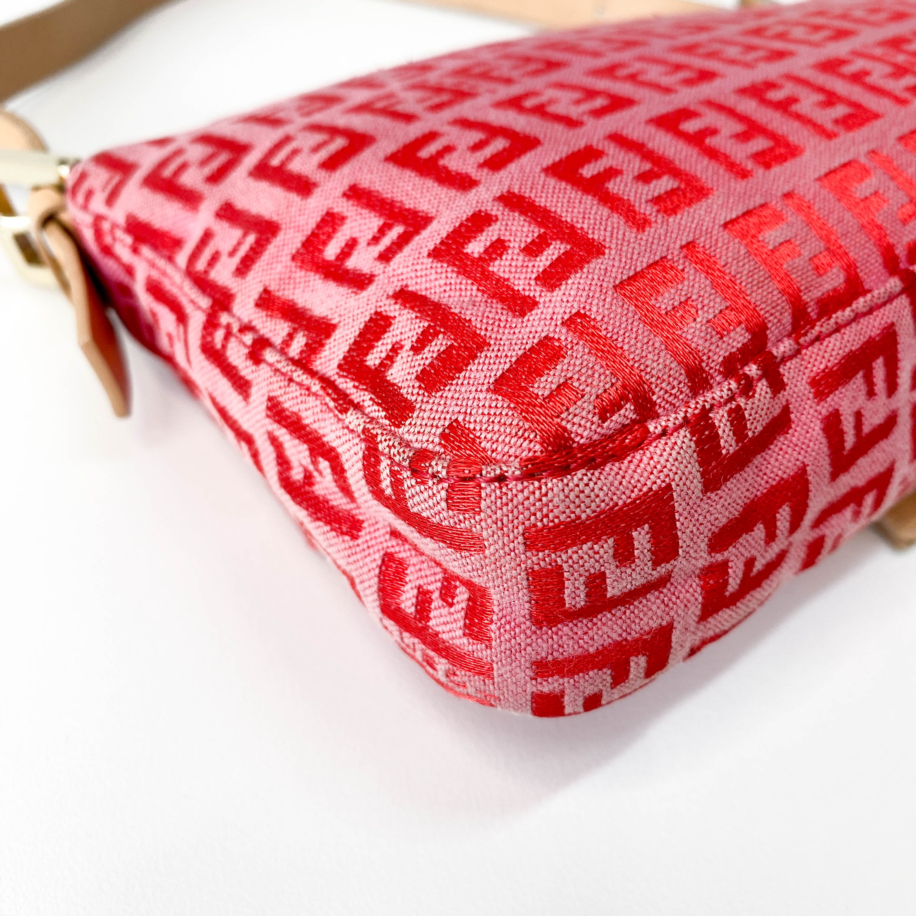 Baguette Pink Zucca Canvas Shoulder Bag