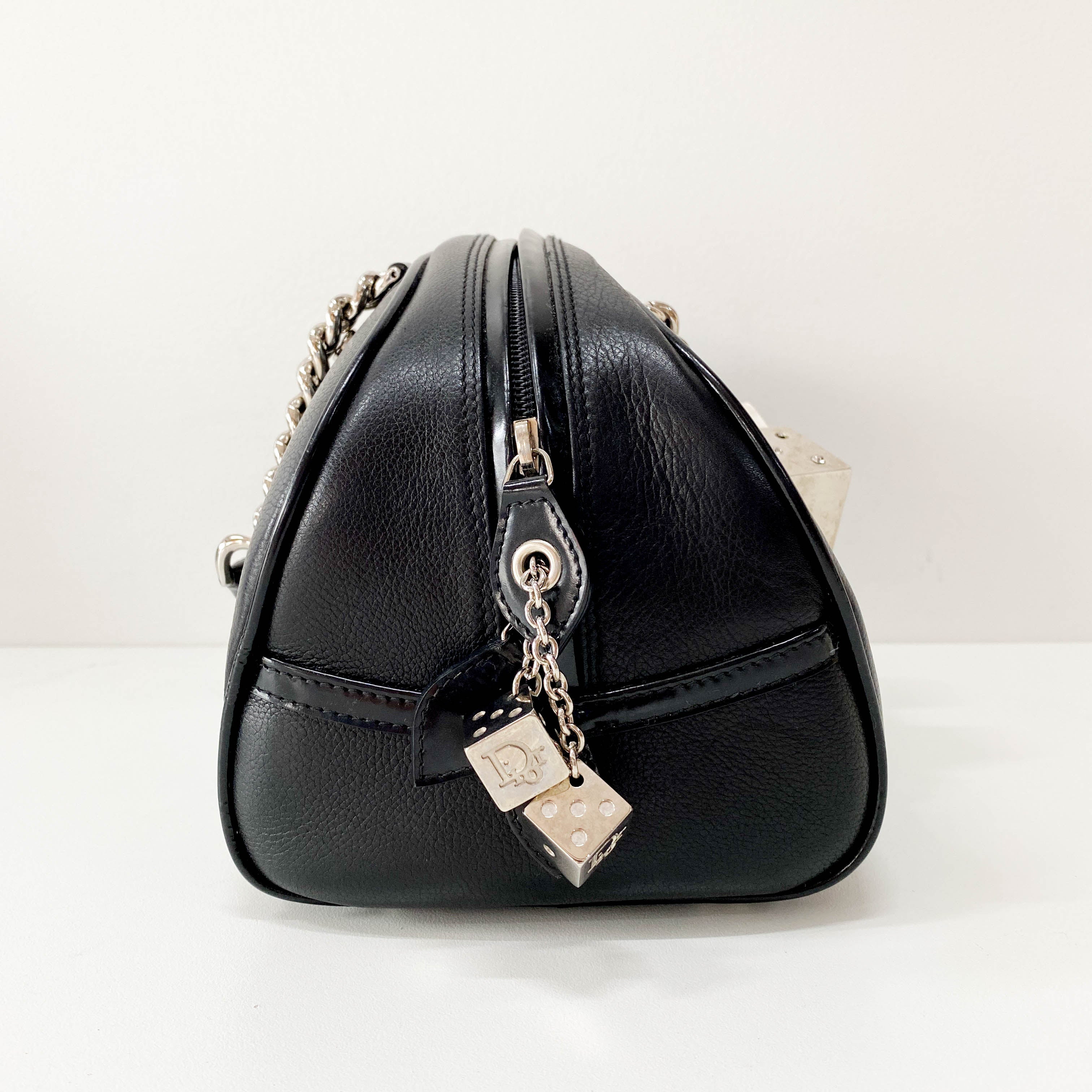 Gambler Dice Black Leather Handbag
