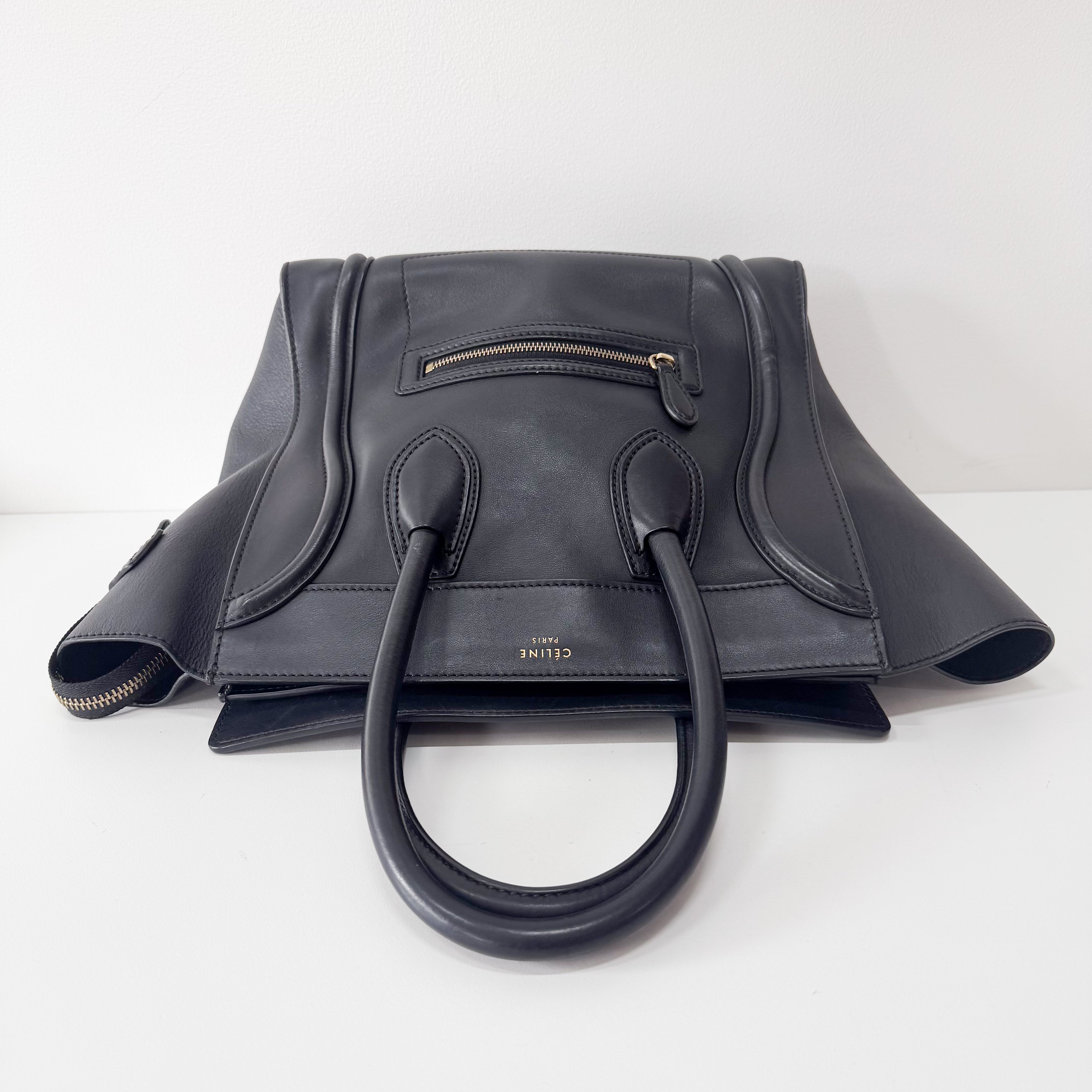 Luggage Black Leather Tote Bag