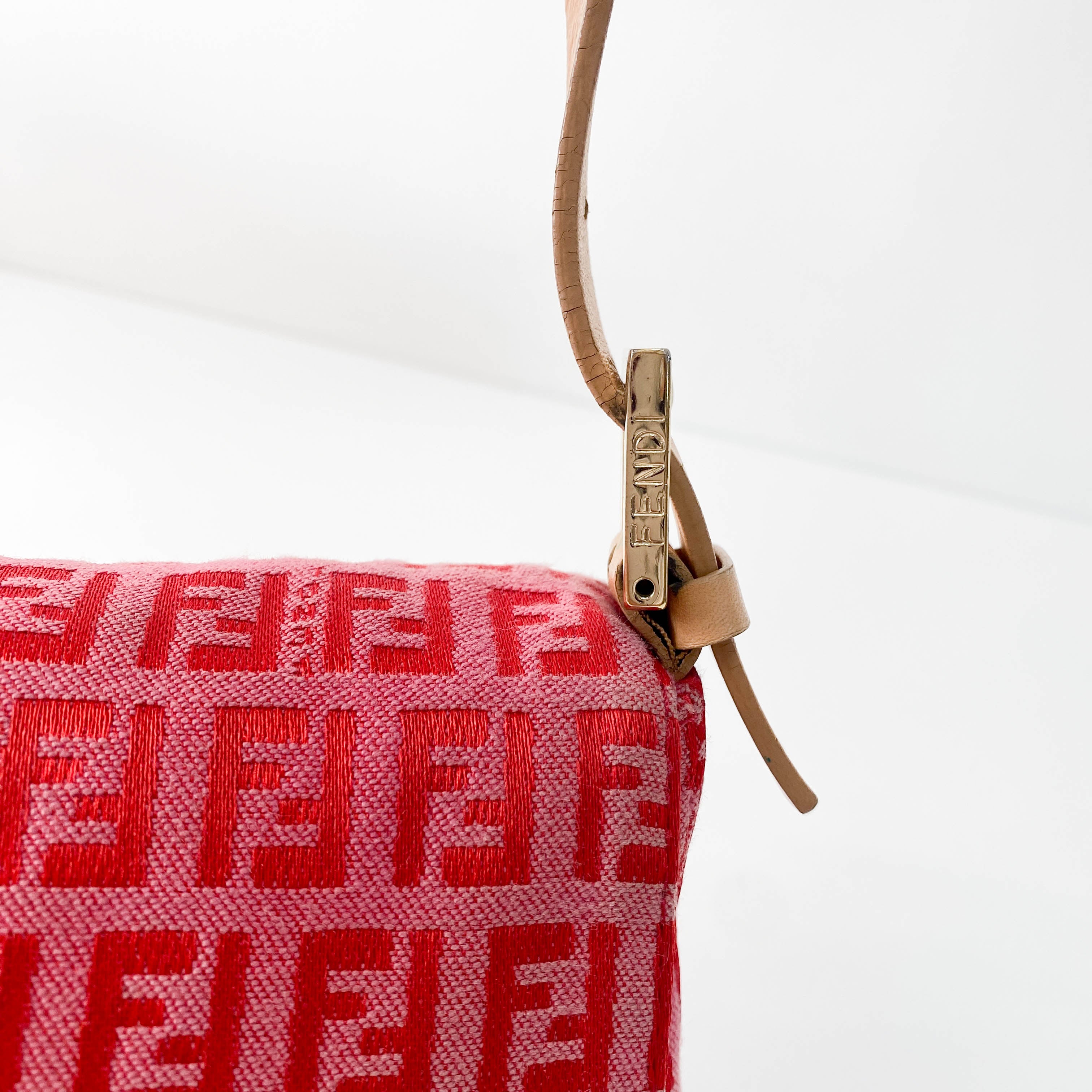 Baguette Pink Zucca Canvas Shoulder Bag