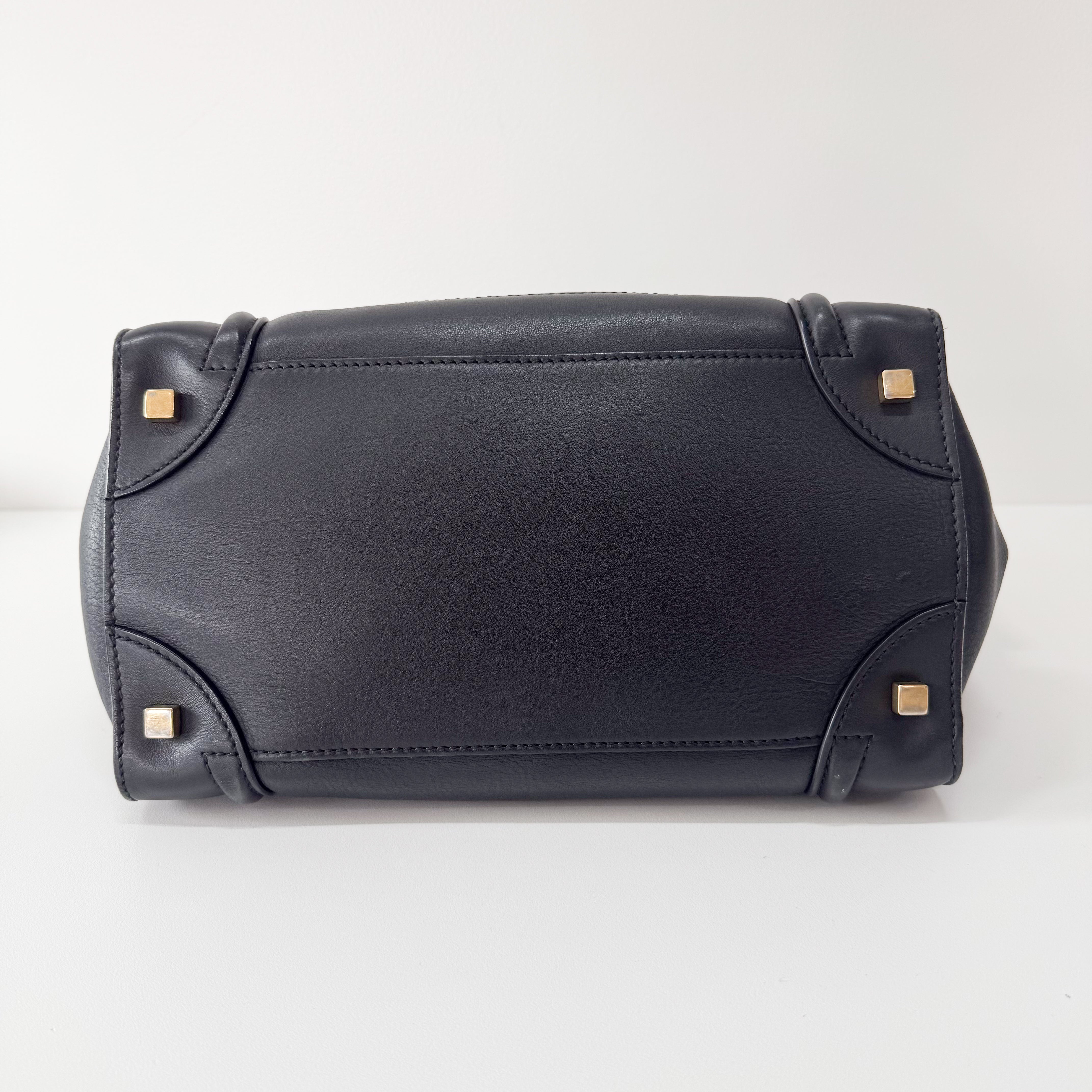 Luggage Black Leather Tote Bag