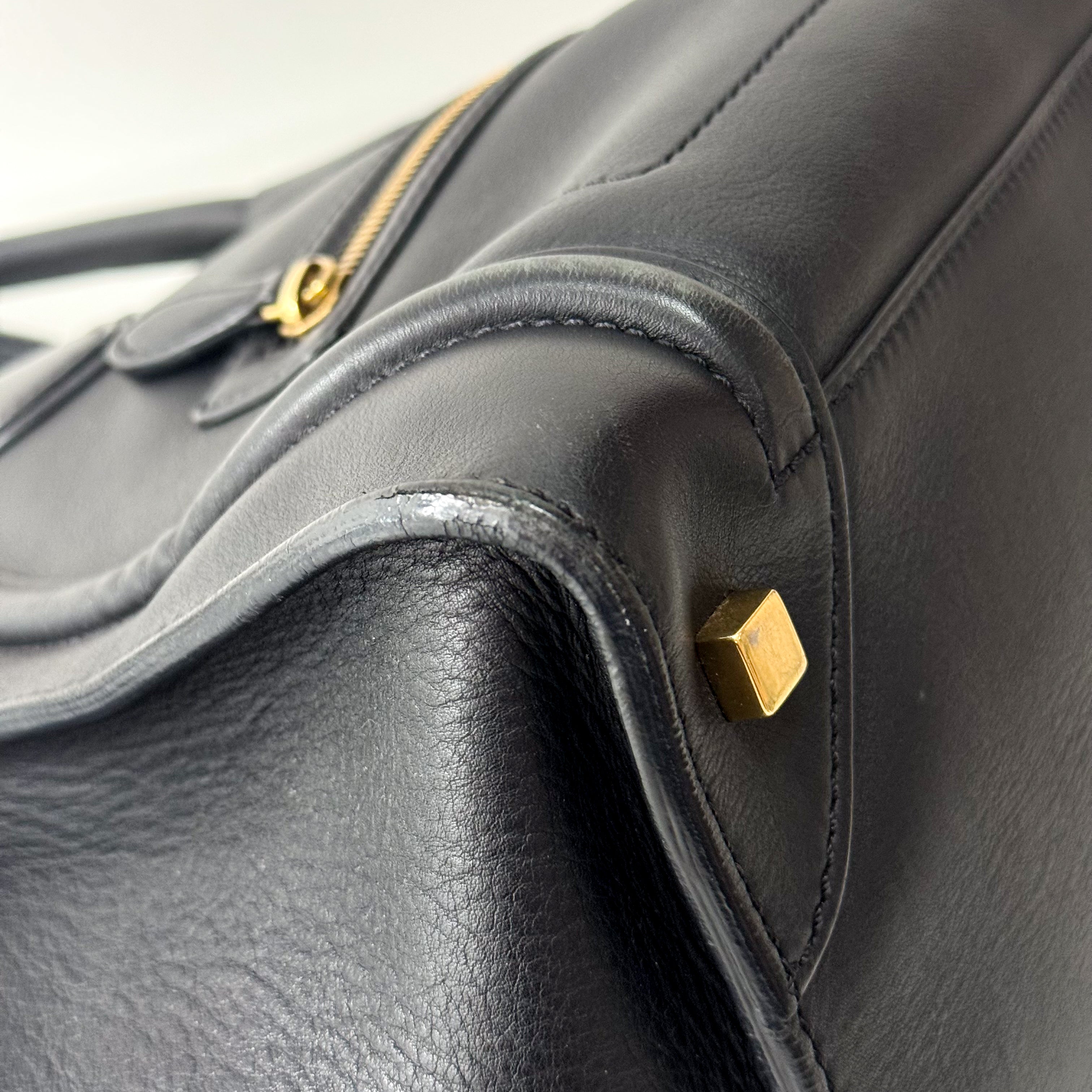 Luggage Black Leather Tote Bag