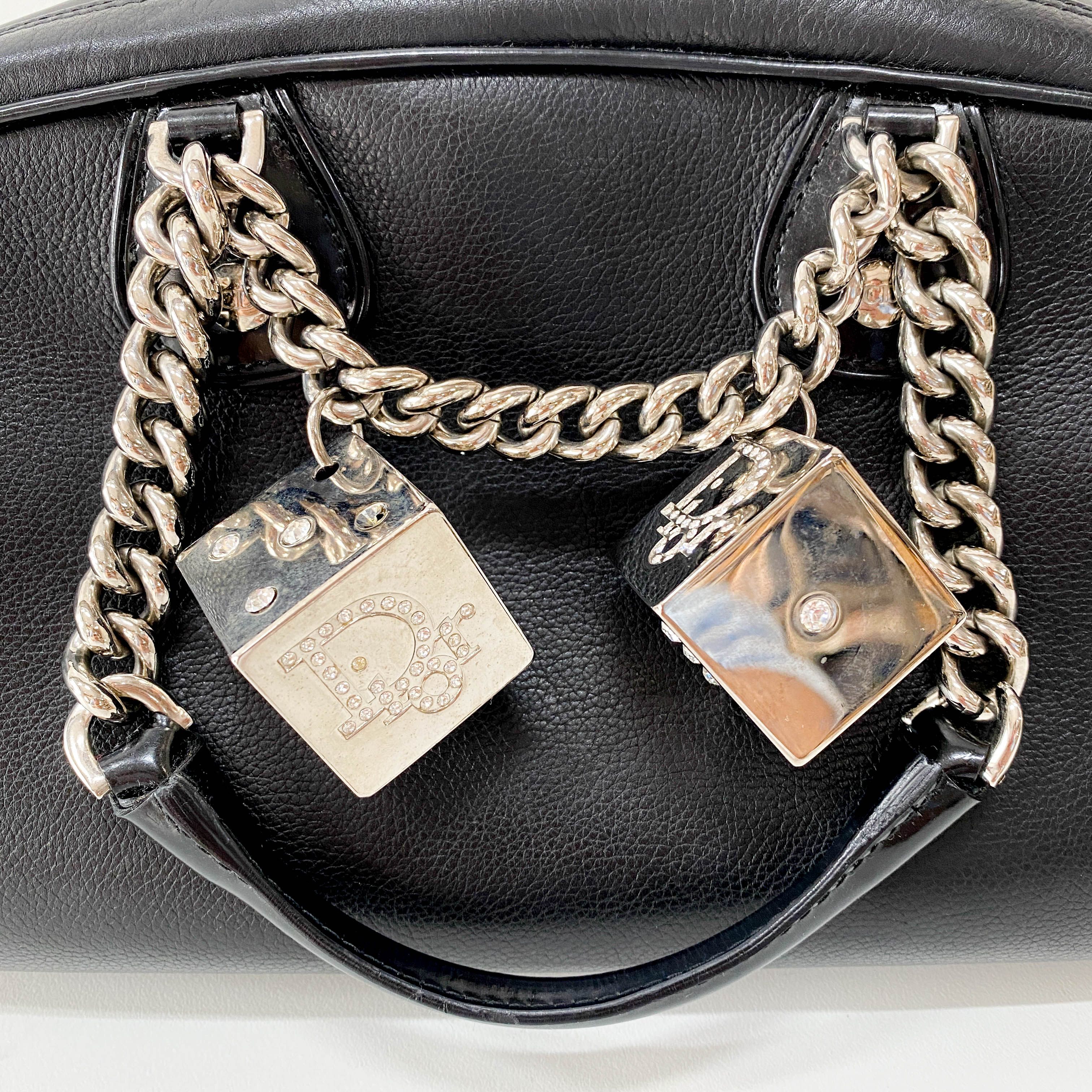 Gambler Dice Black Leather Handbag