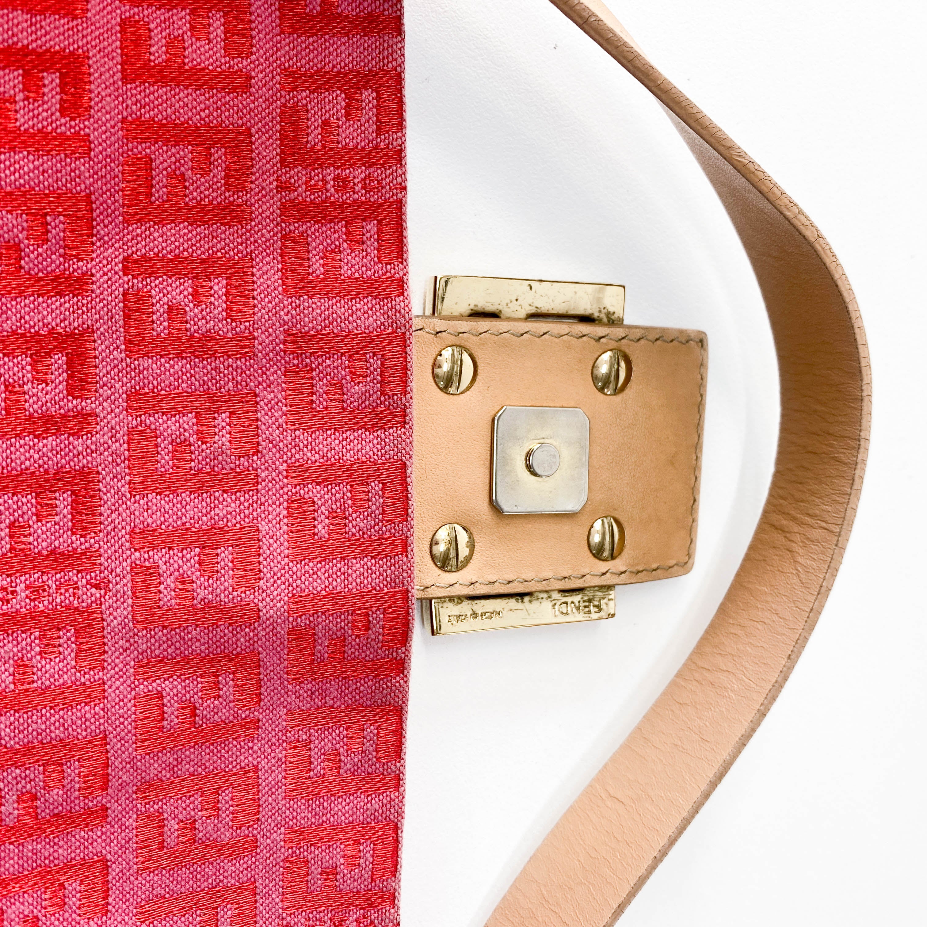 Baguette Pink Zucca Canvas Shoulder Bag