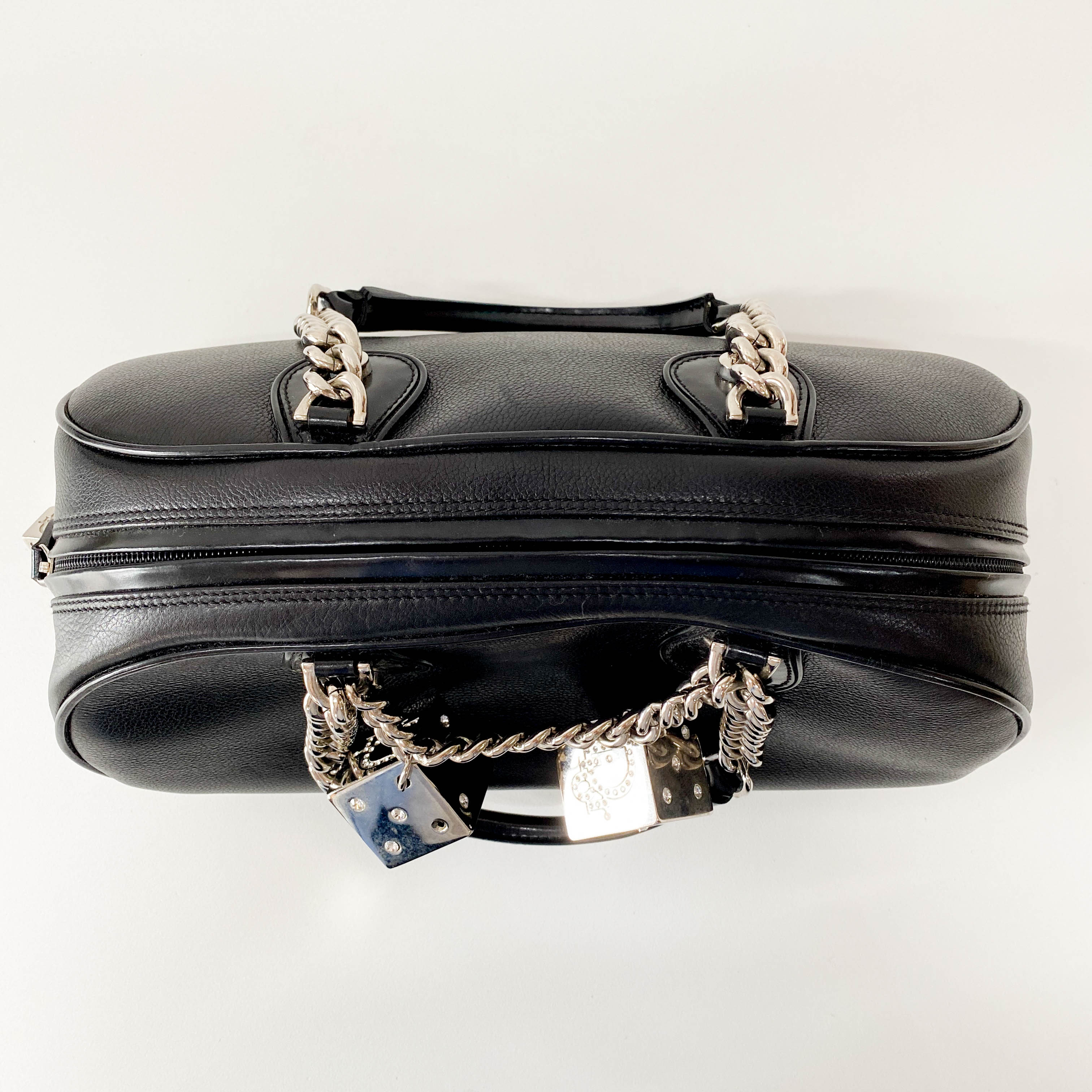 Gambler Dice Black Leather Handbag