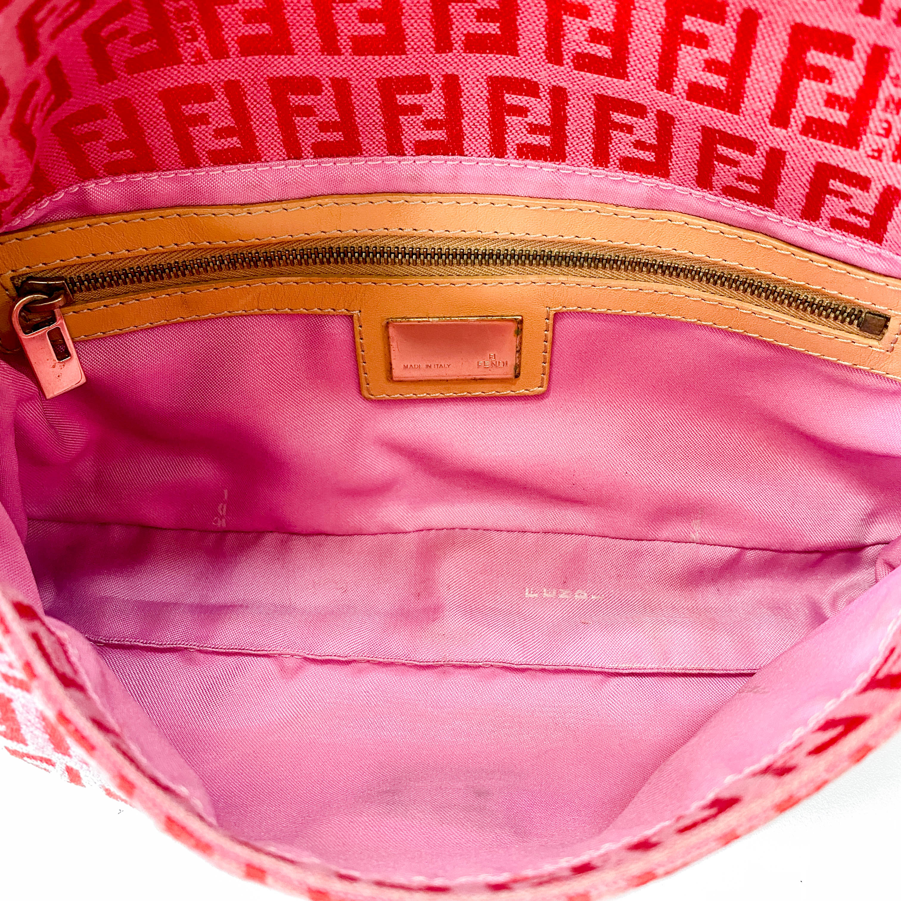 Baguette Pink Zucca Canvas Shoulder Bag