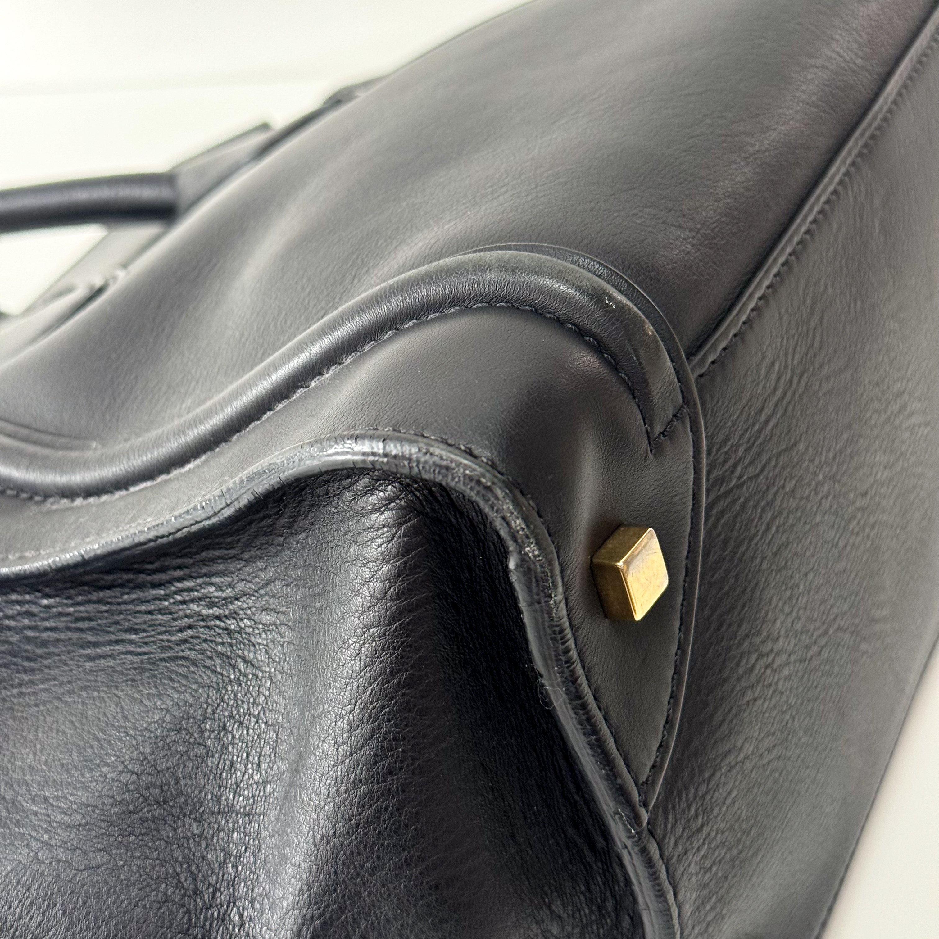 Luggage Black Leather Tote Bag
