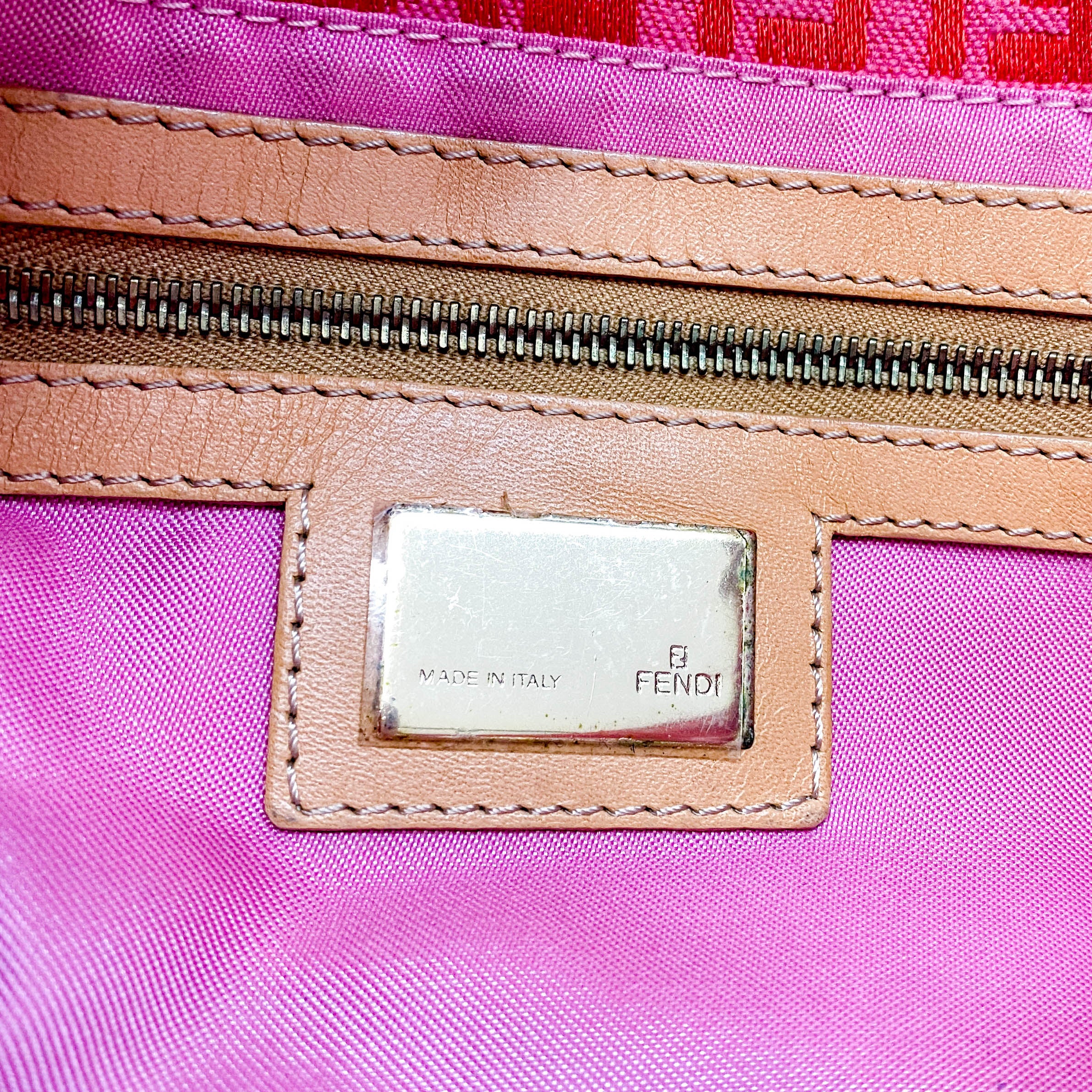 Baguette Pink Zucca Canvas Shoulder Bag