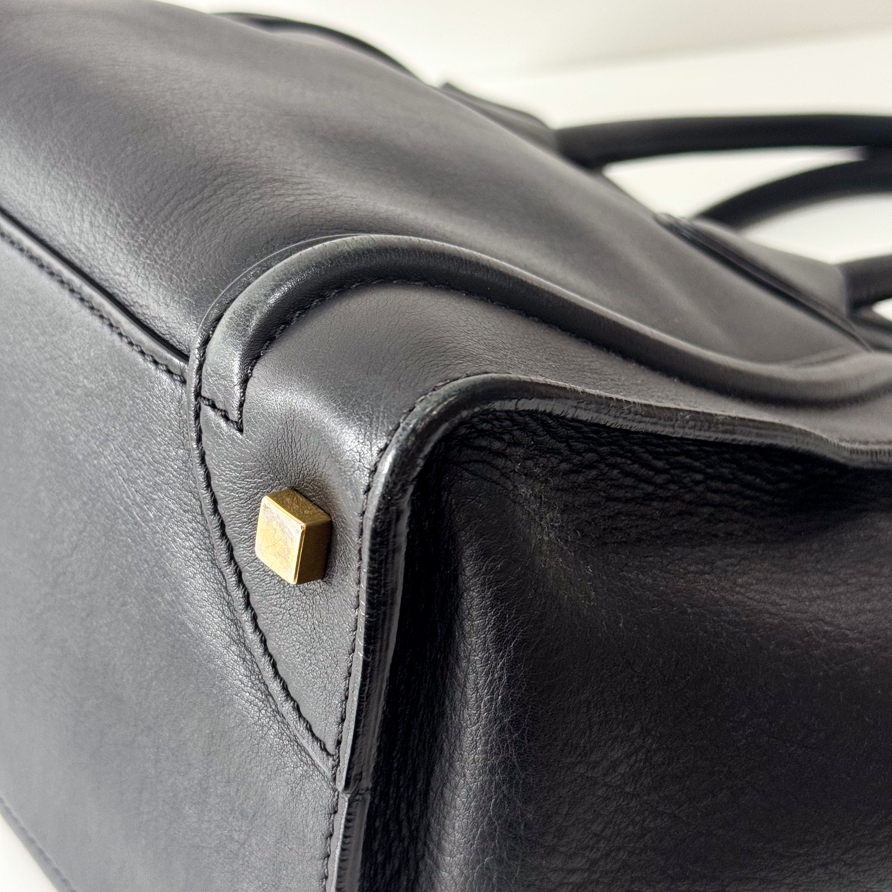 Luggage Black Leather Tote Bag