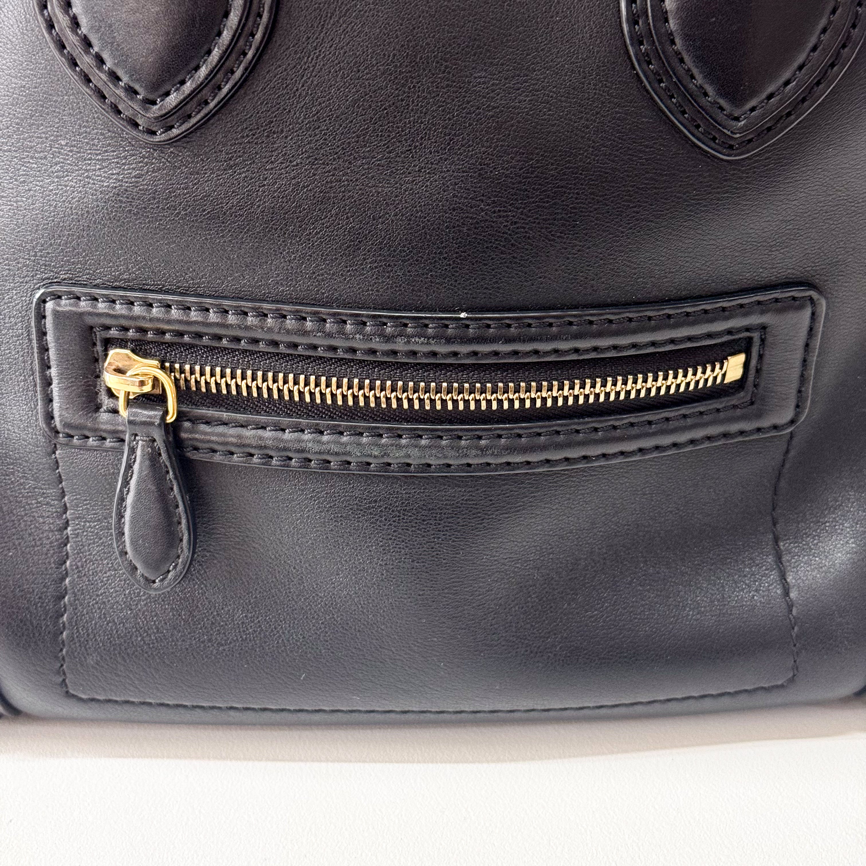 Luggage Black Leather Tote Bag