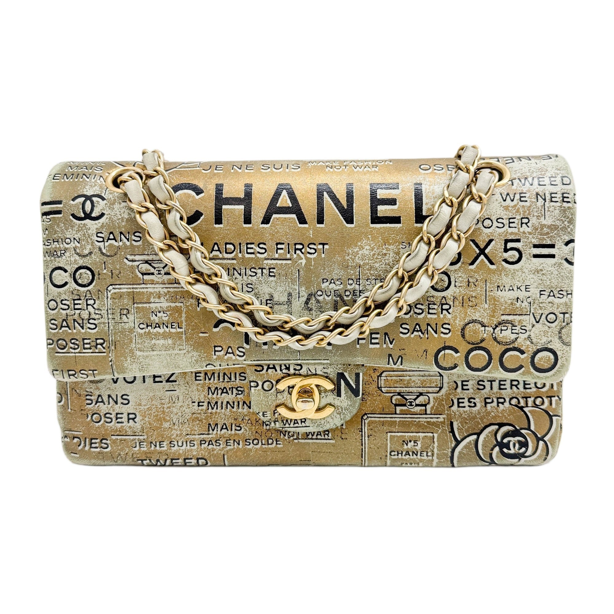 CHANEL Limited Edition Graffiti Newspaper Classic Double Flap 2015