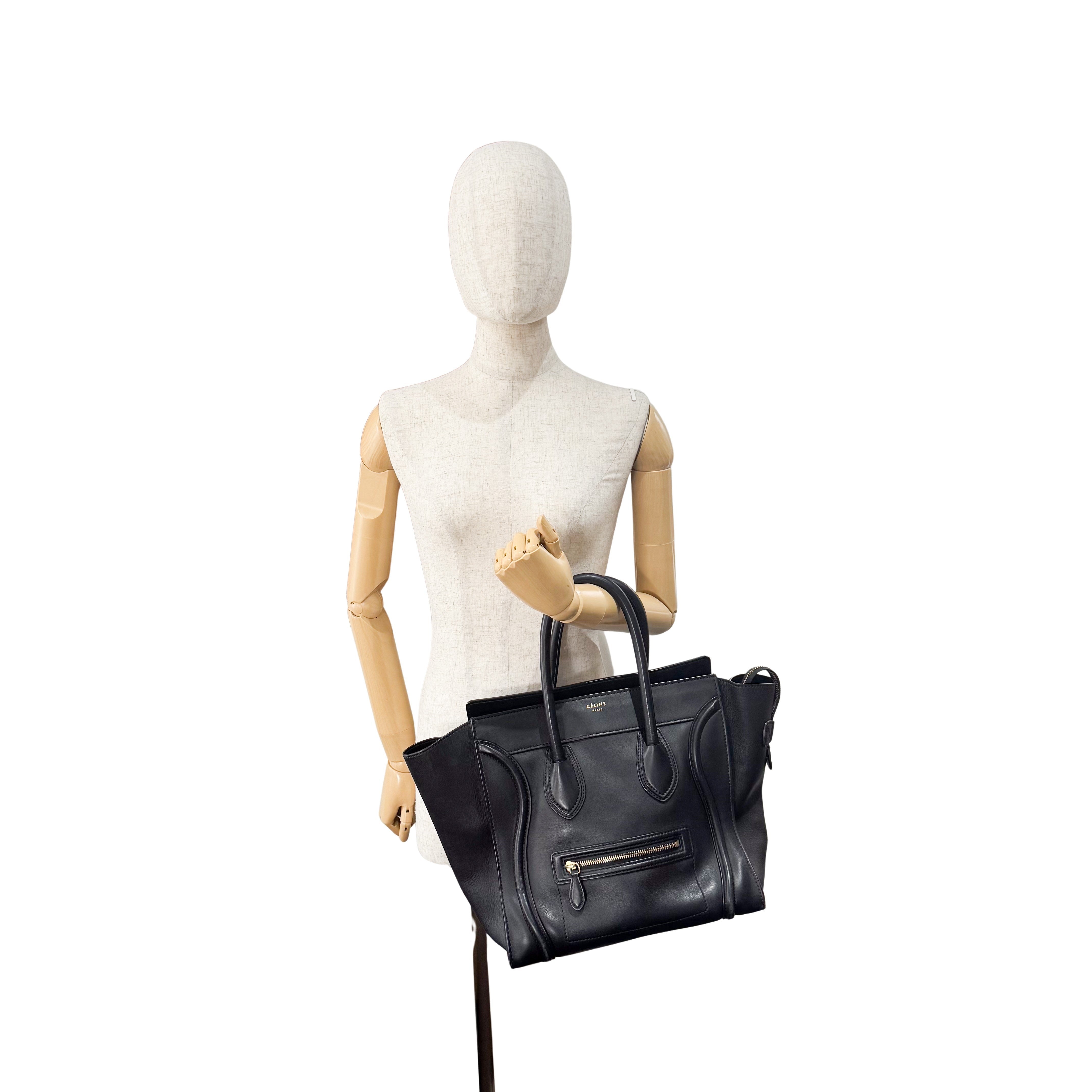 Luggage Black Leather Tote Bag