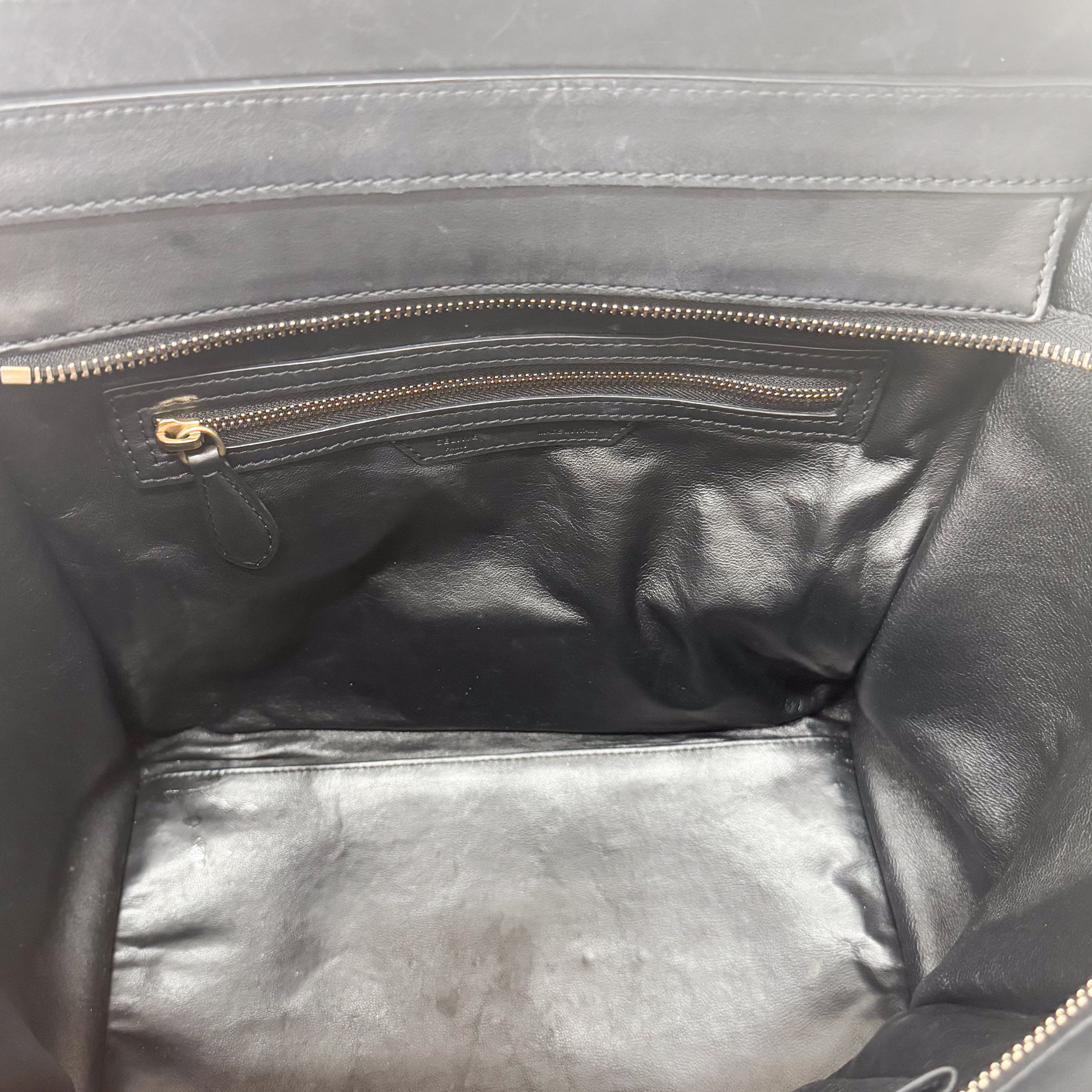 Luggage Black Leather Tote Bag