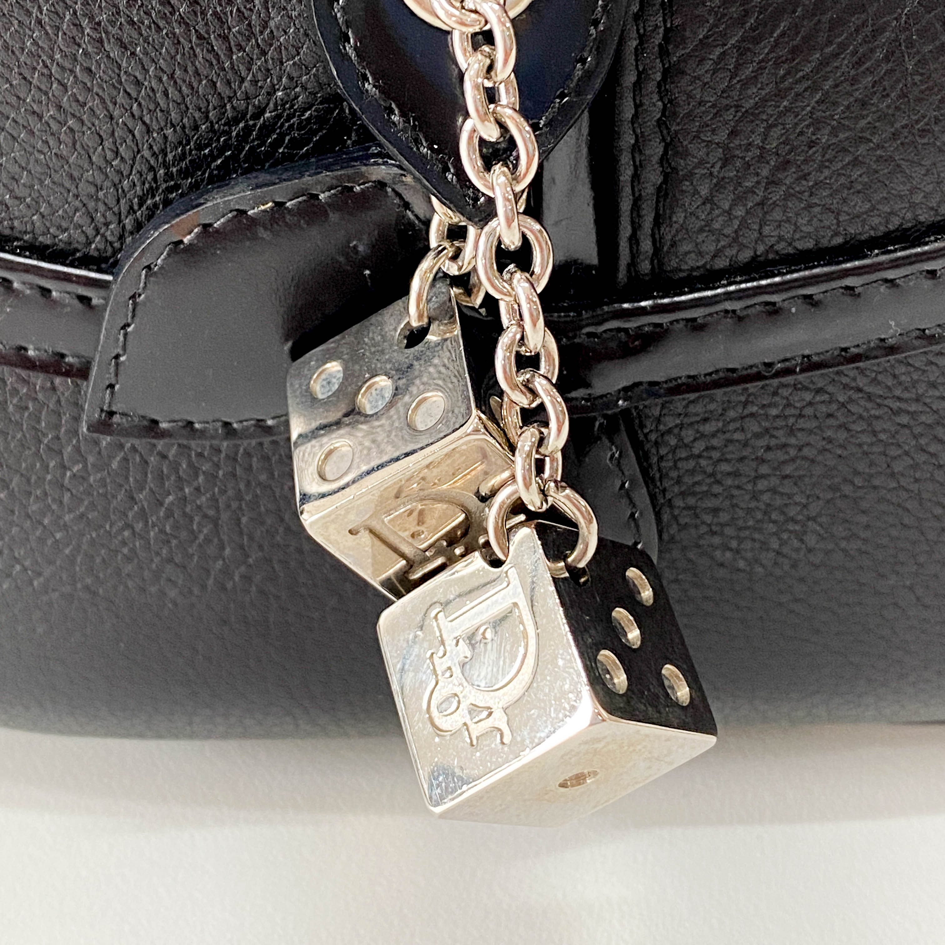Gambler Dice Black Leather Handbag