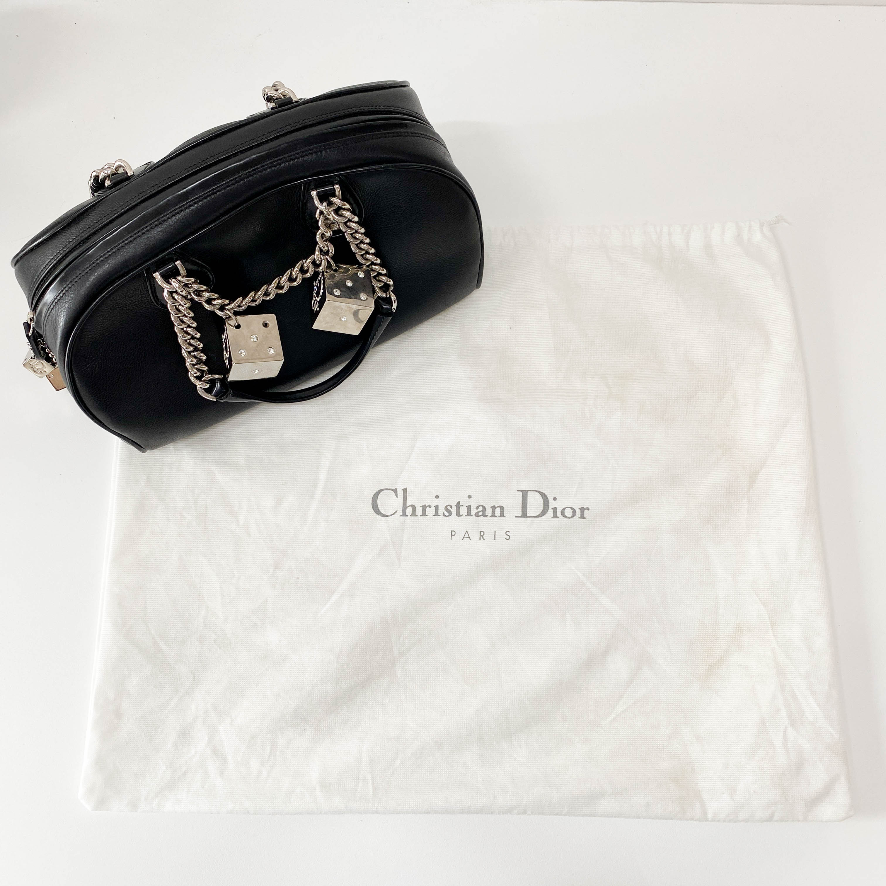 Gambler Dice Black Leather Handbag