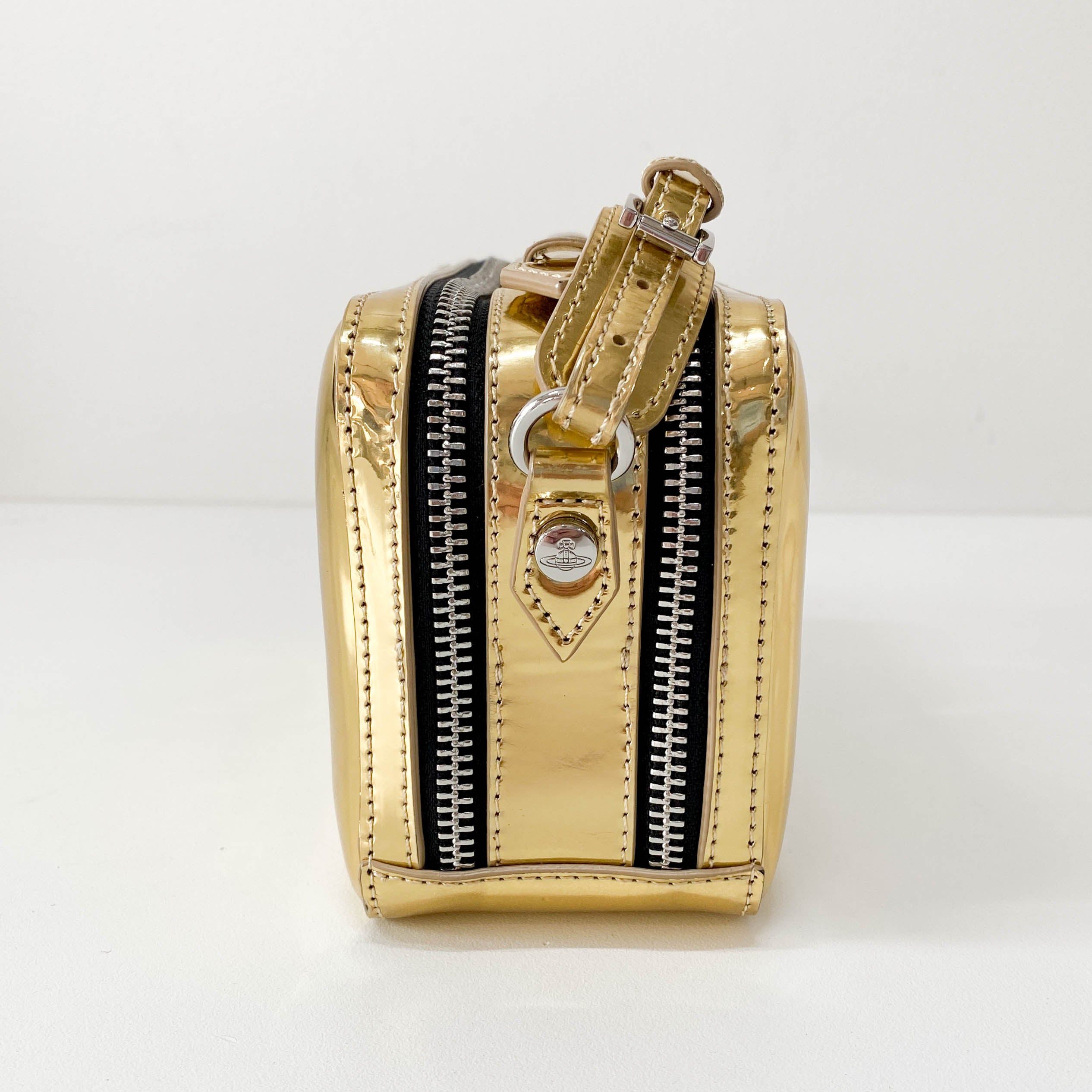 Gold Patent Leather Camera Bag