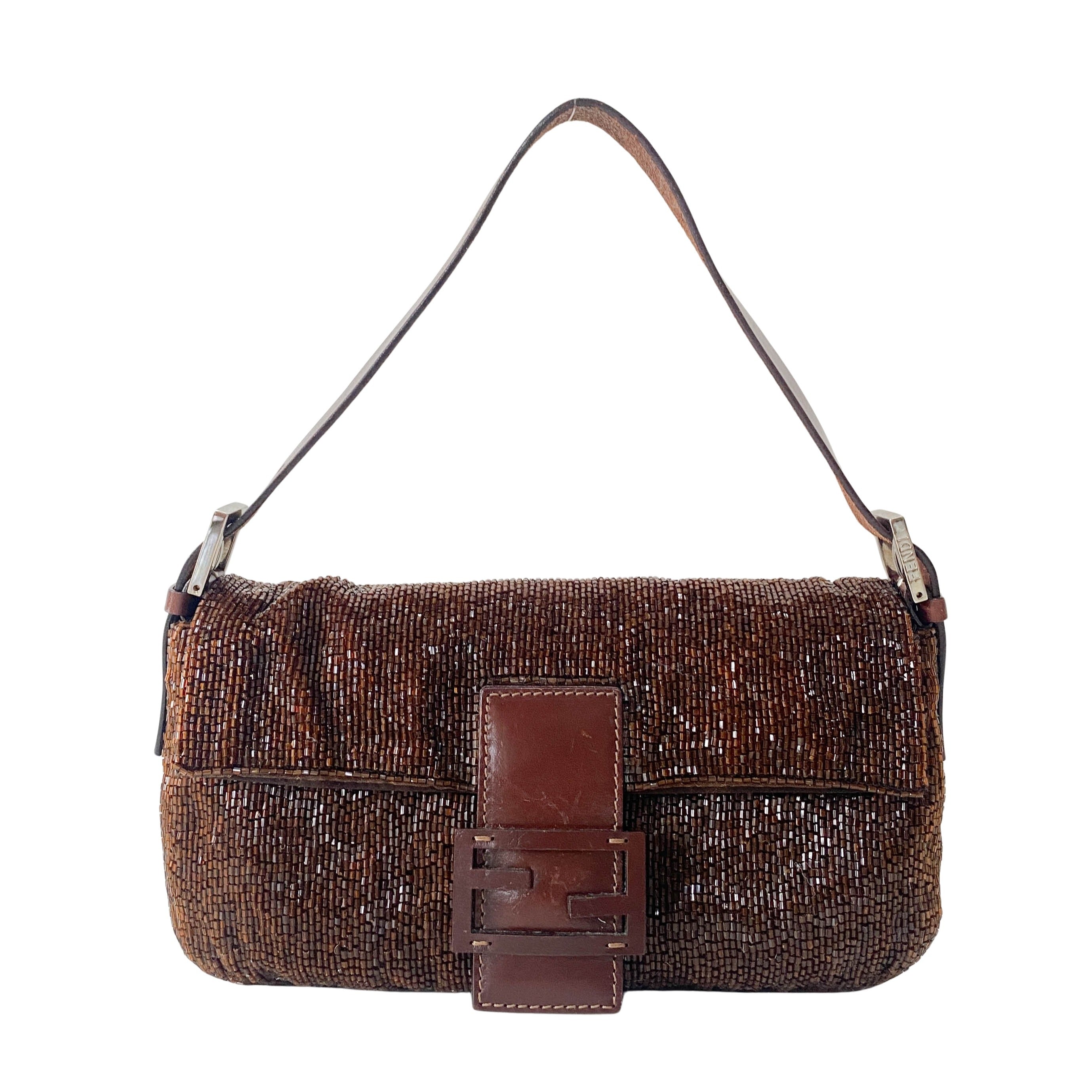 Baguette Brown Beads Shoulder Bag