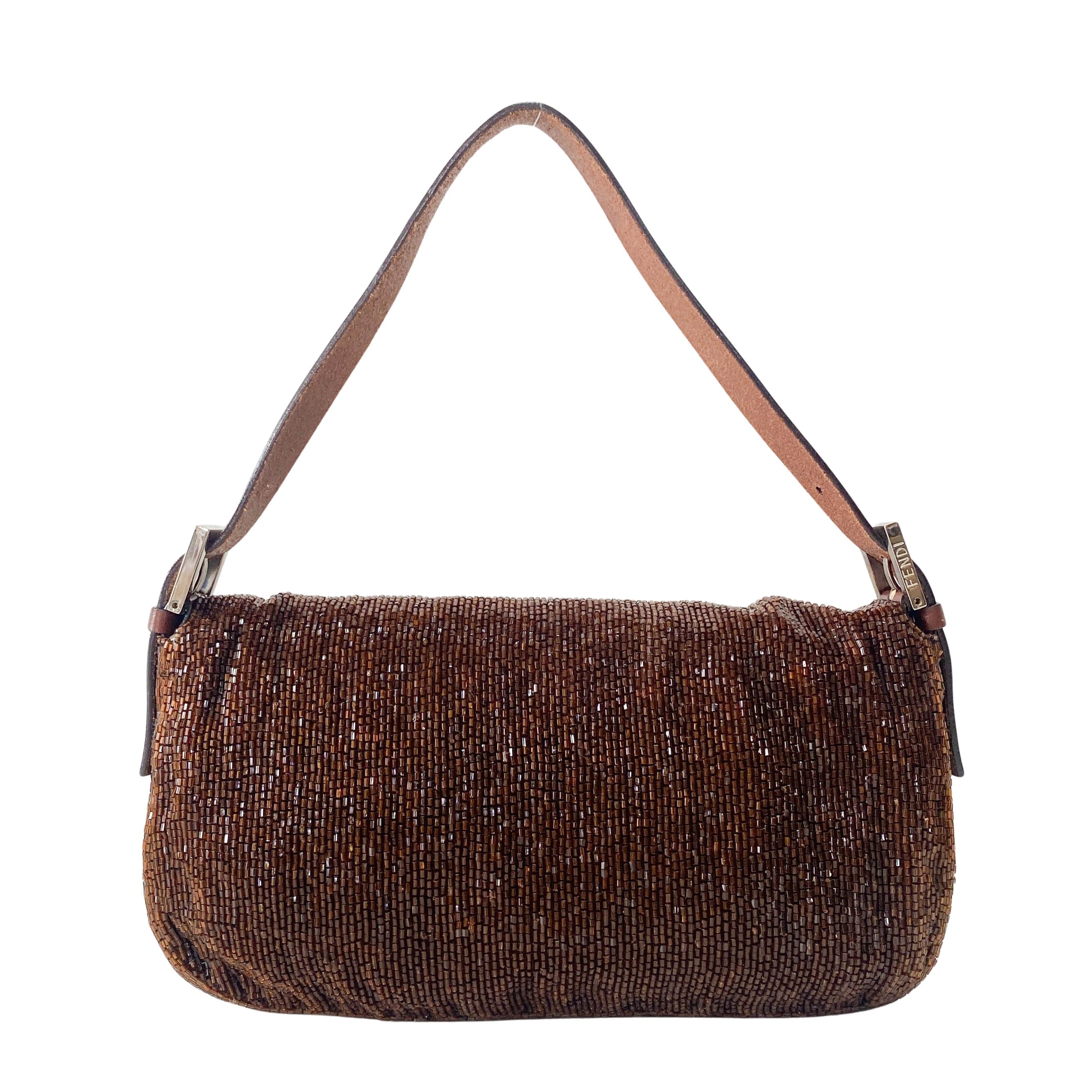 Baguette Brown Beads Shoulder Bag