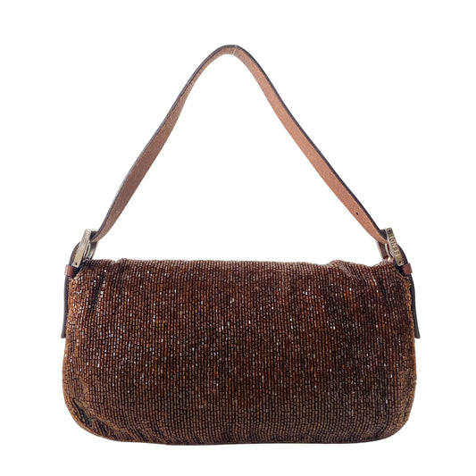 Baguette Brown Beads Shoulder Bag
