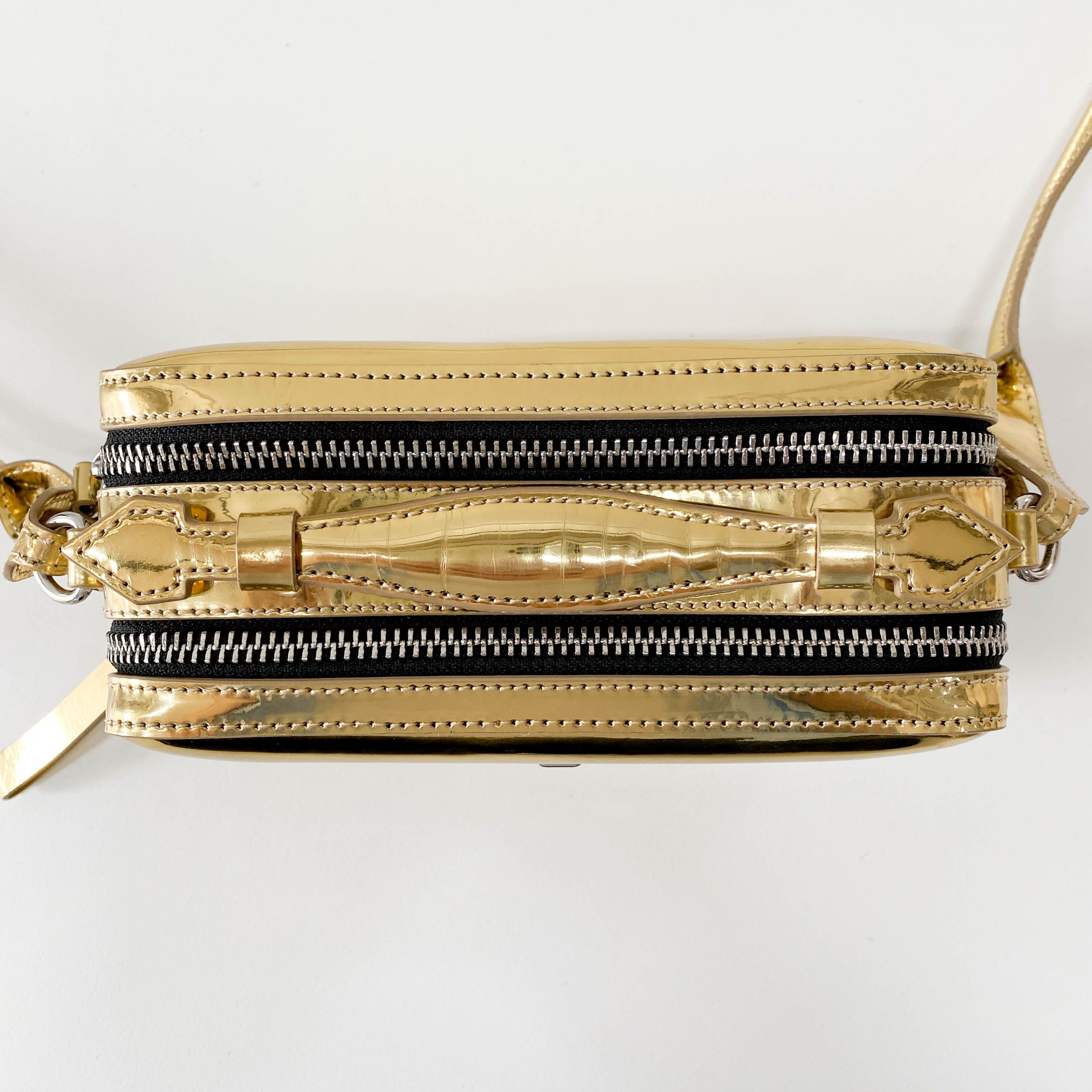 Gold Patent Leather Camera Bag