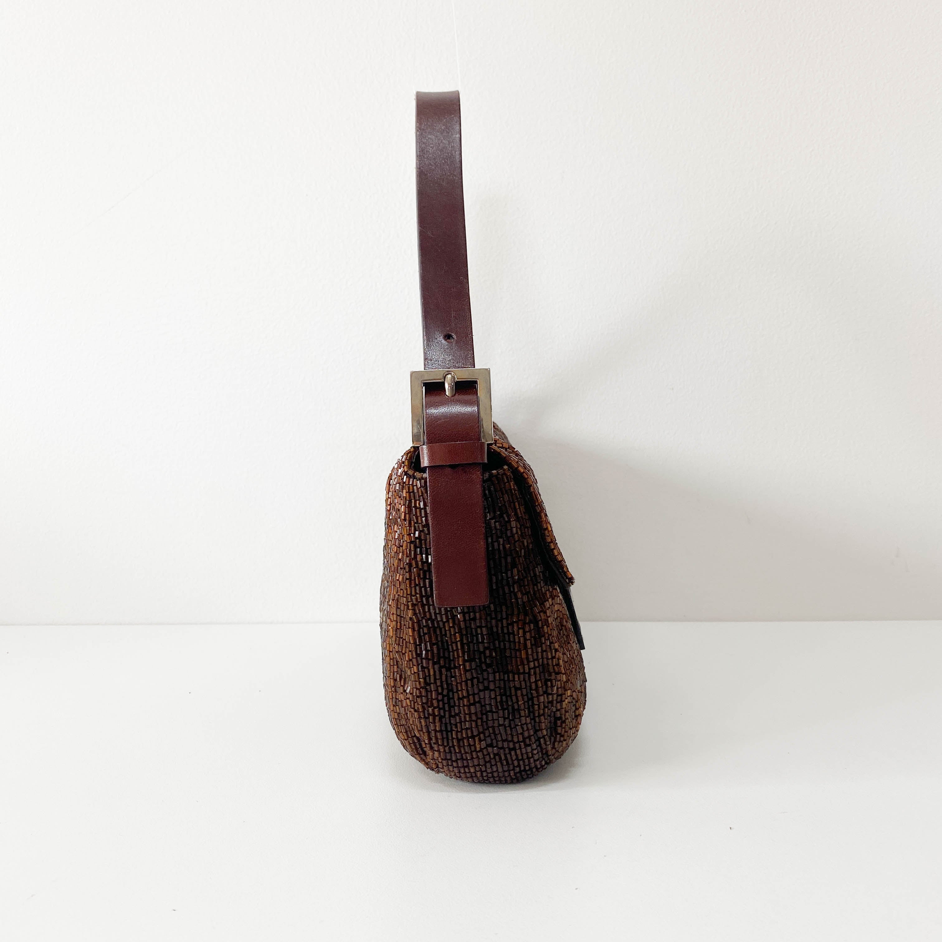 Baguette Brown Beads Shoulder Bag