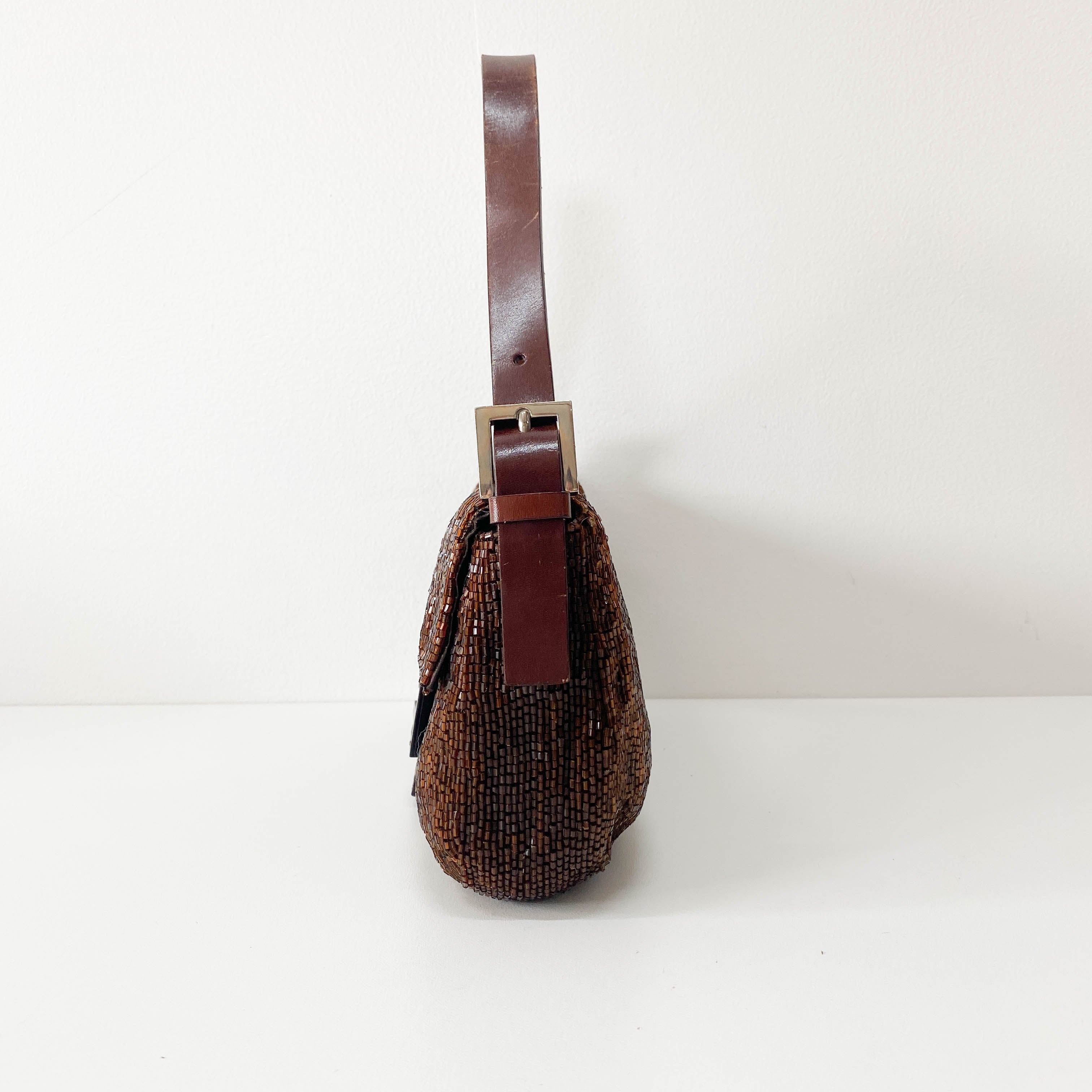 Baguette Brown Beads Shoulder Bag