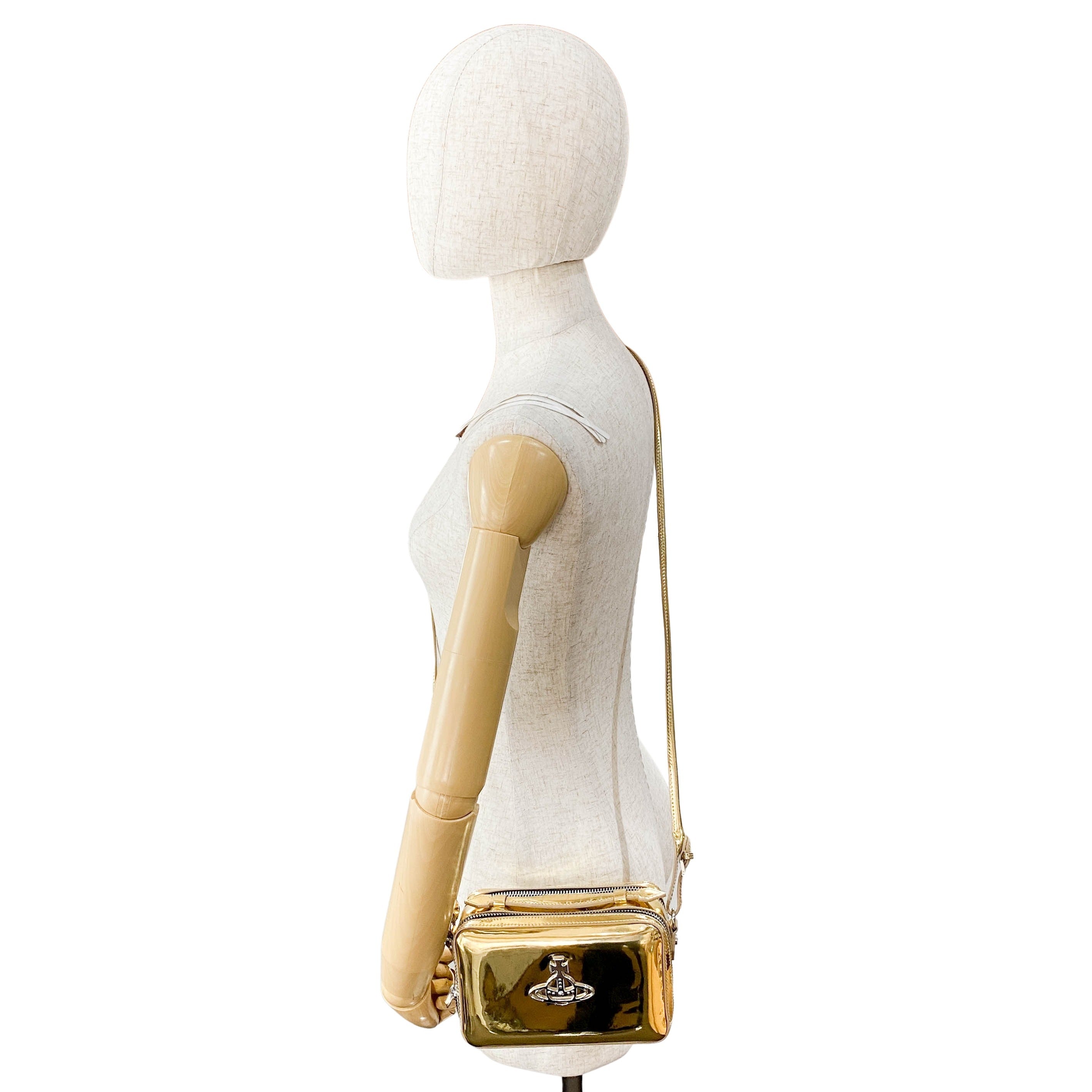 Gold Patent Leather Camera Bag