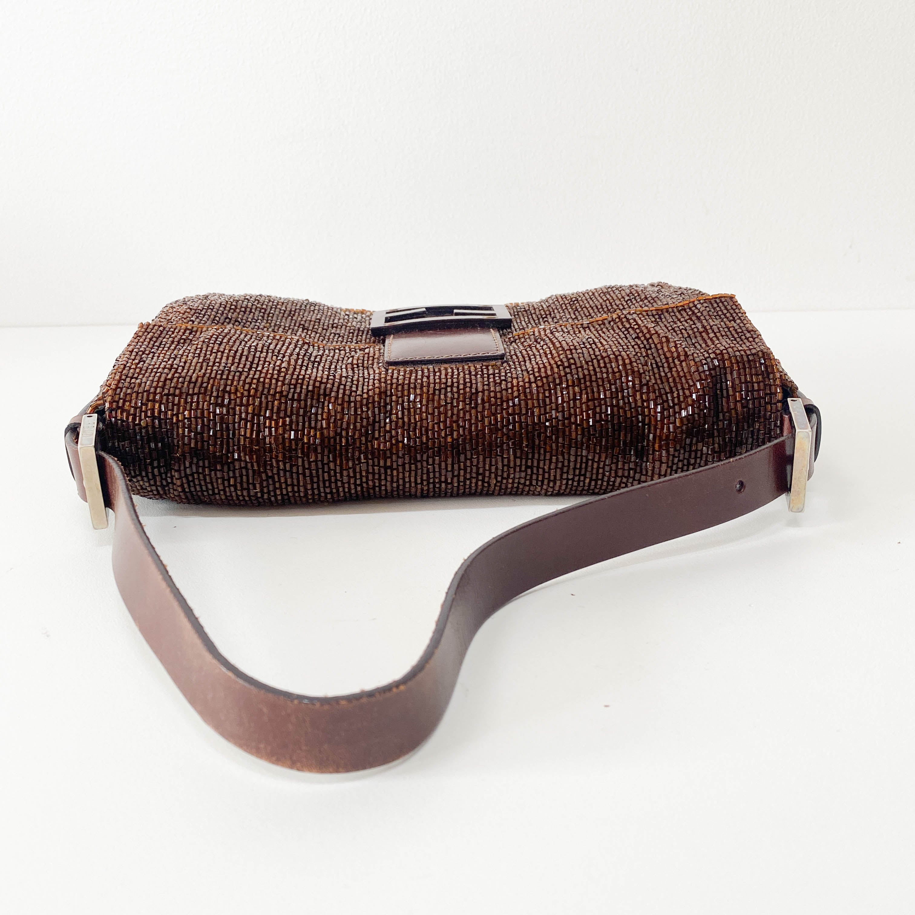 Baguette Brown Beads Shoulder Bag