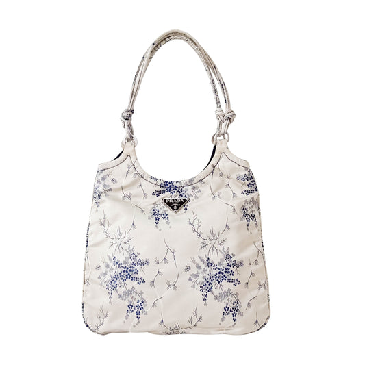 Mini Neutral & Blue "Porcelain" Satin Bag