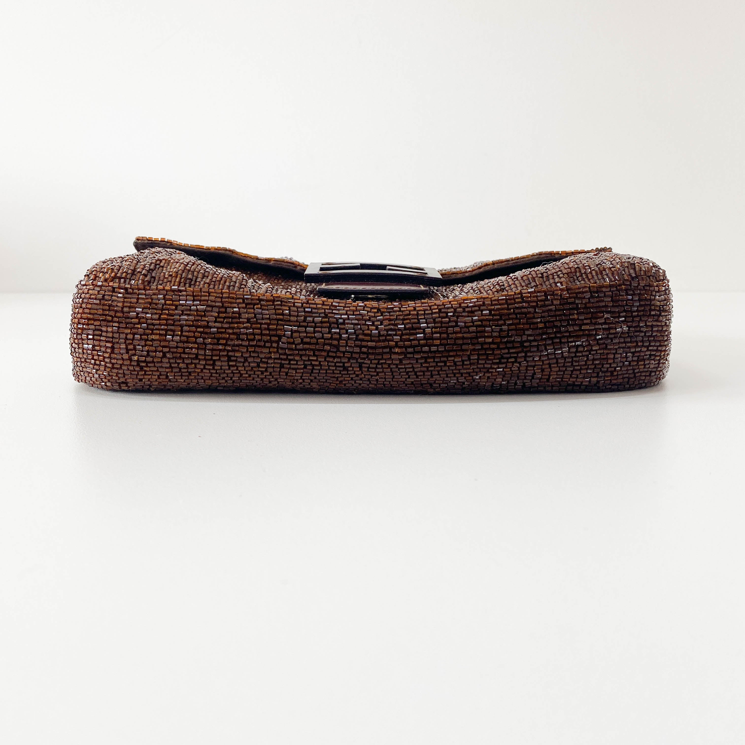 Baguette Brown Beads Shoulder Bag