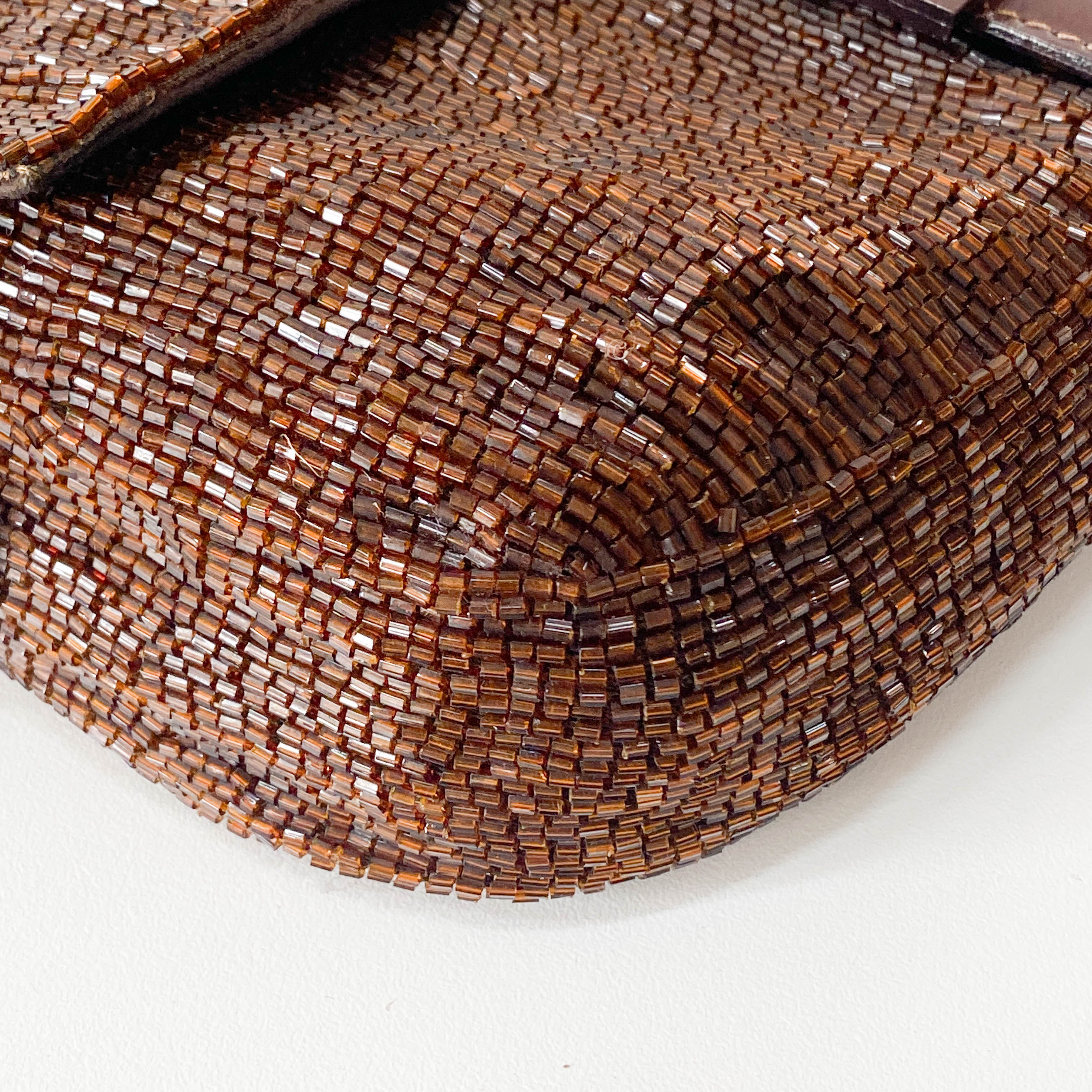Baguette Brown Beads Shoulder Bag