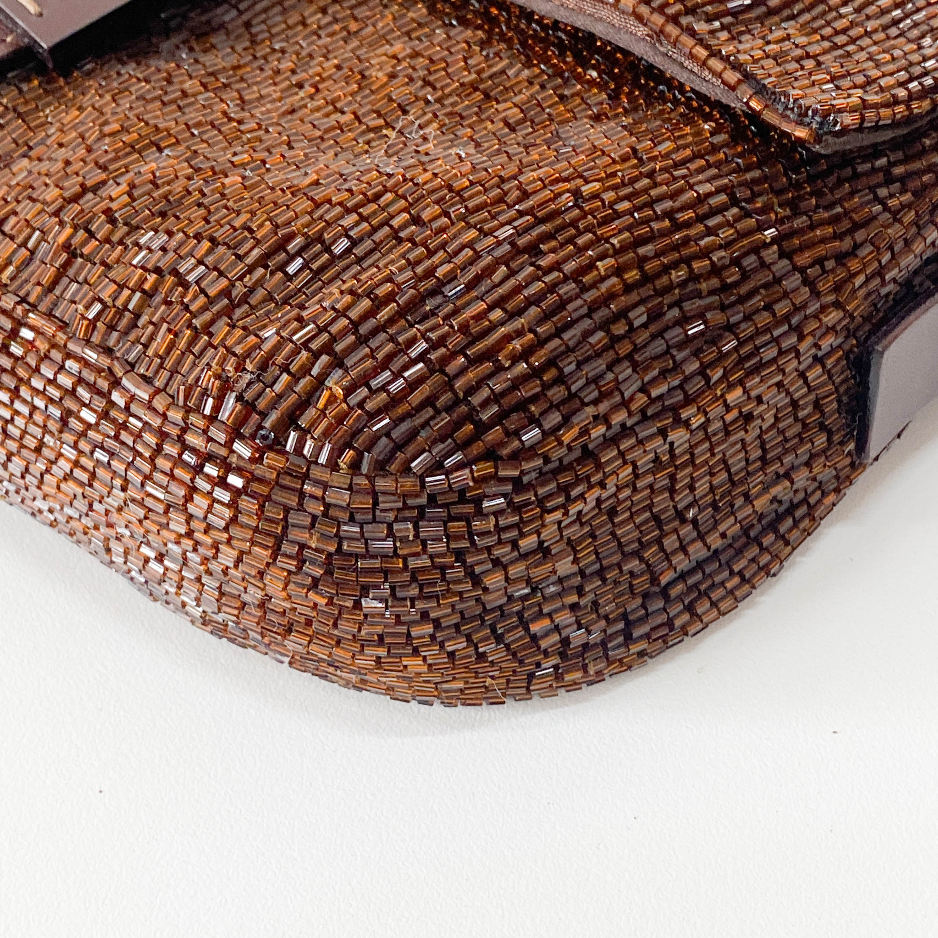 Baguette Brown Beads Shoulder Bag