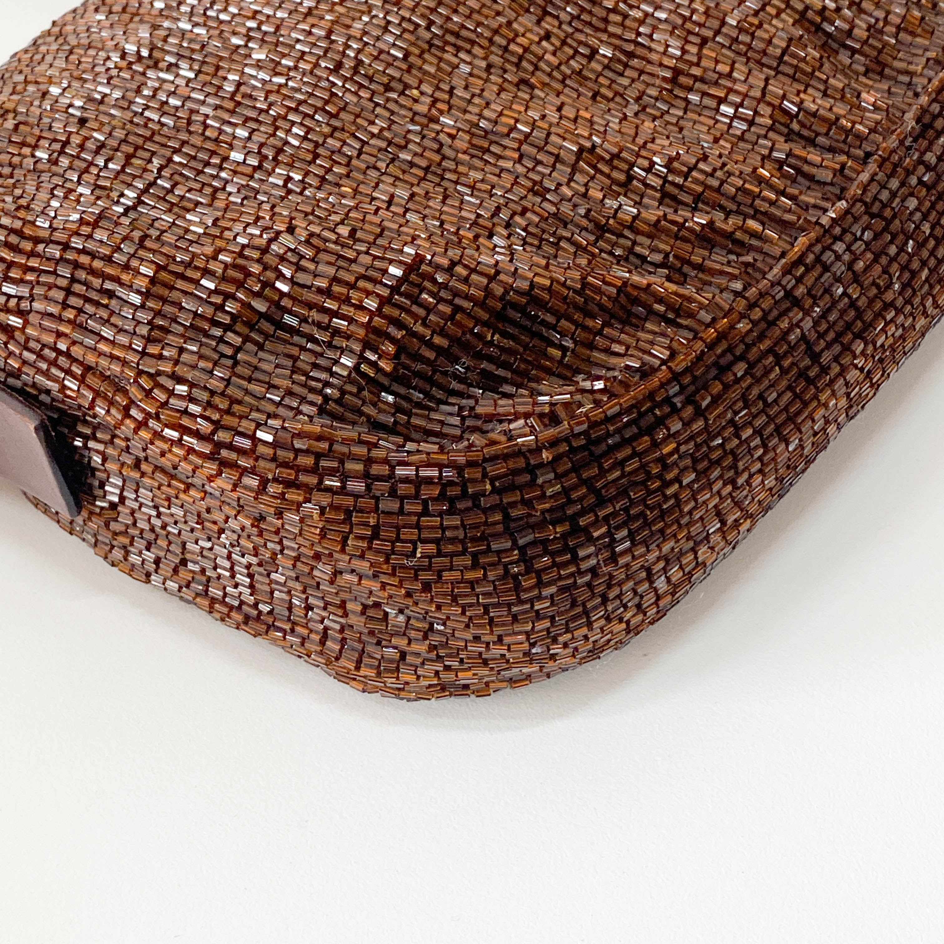 Baguette Brown Beads Shoulder Bag