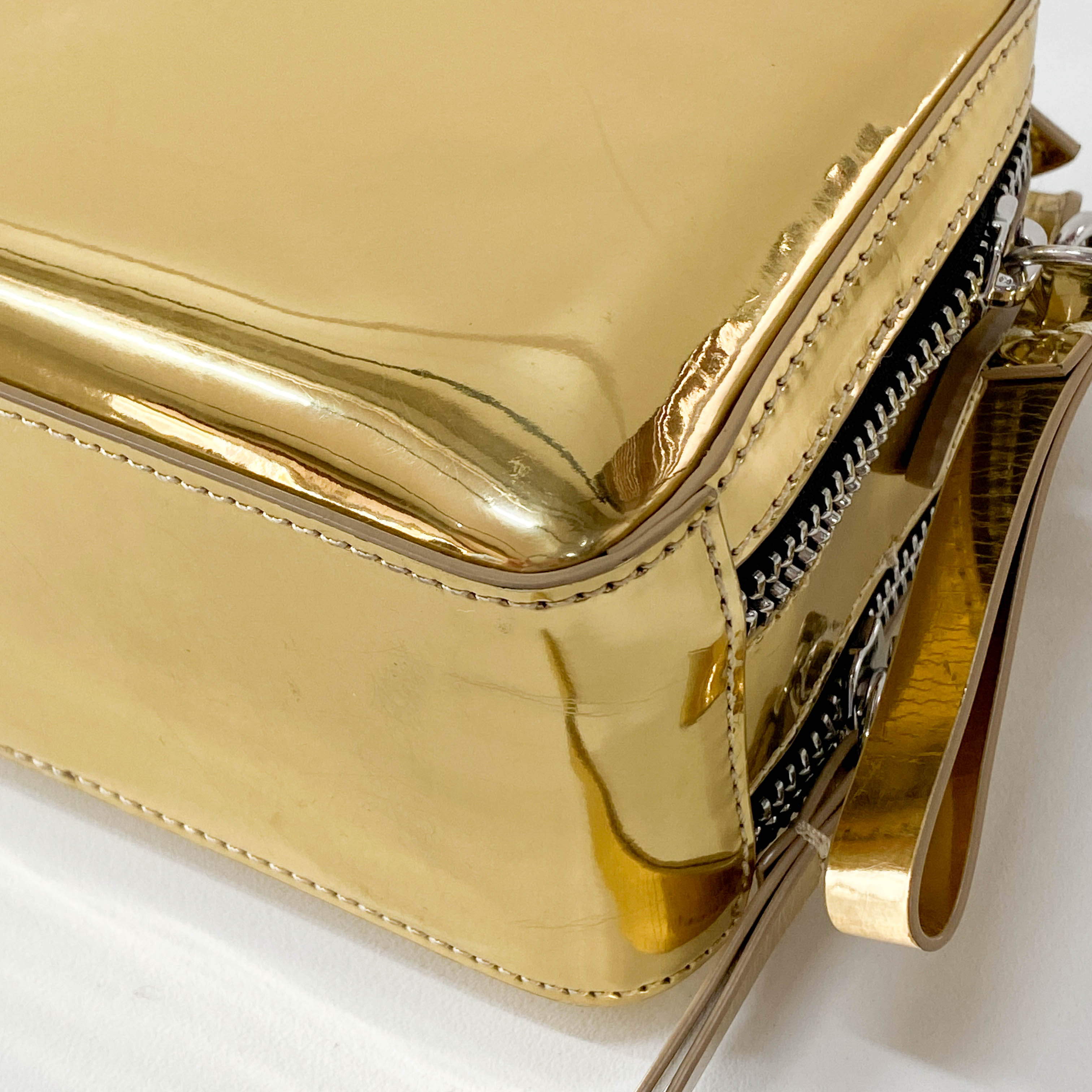 Gold Patent Leather Camera Bag