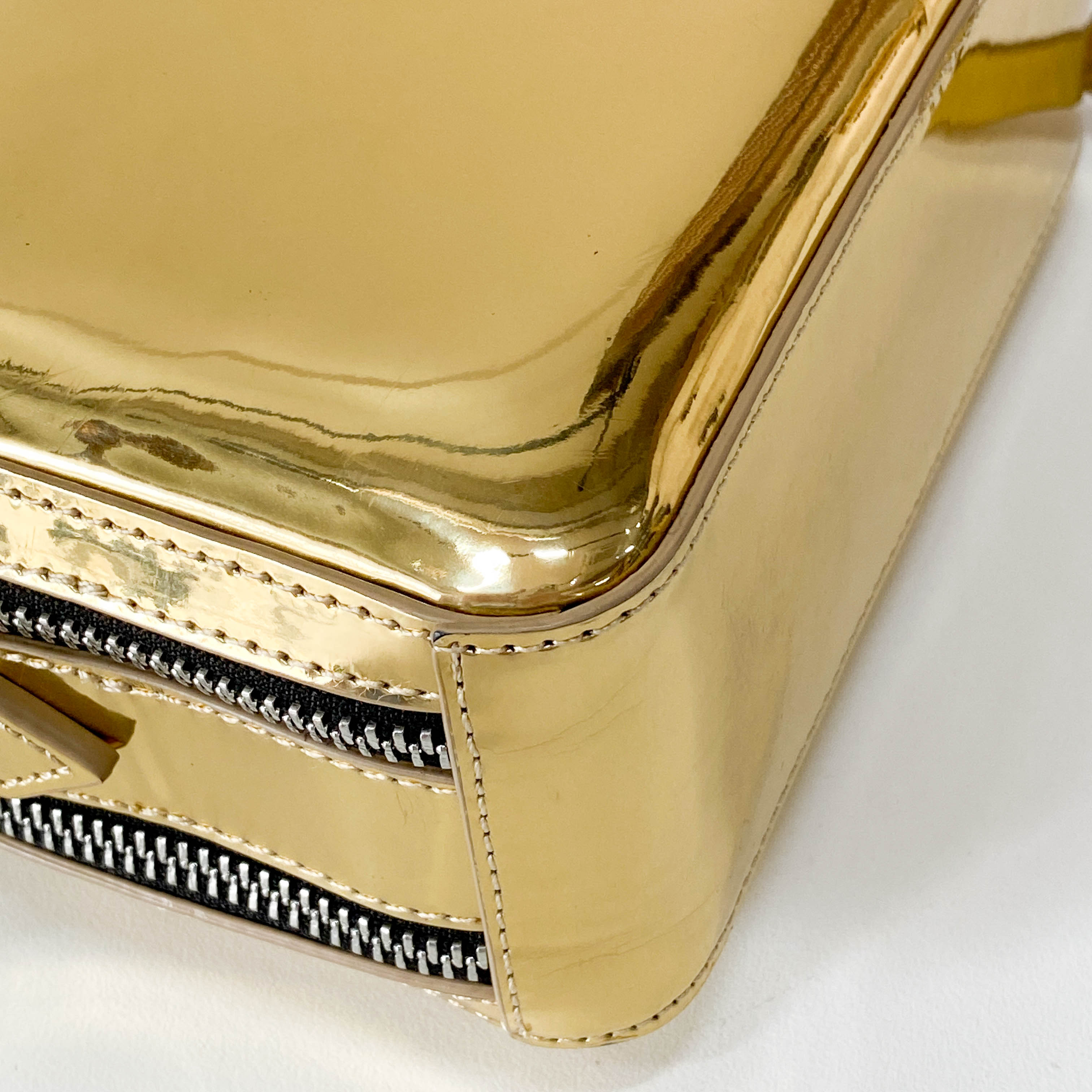Gold Patent Leather Camera Bag