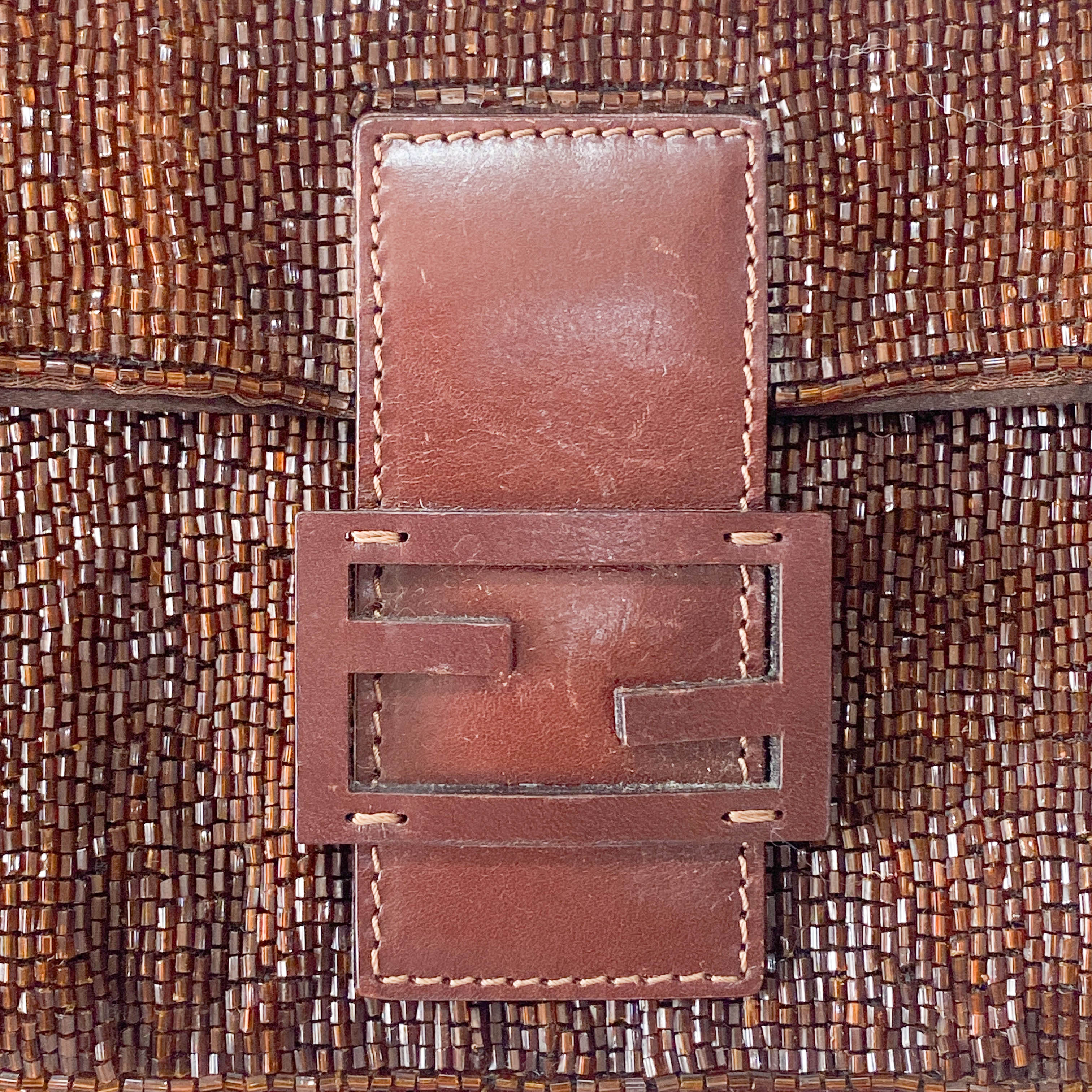 Baguette Brown Beads Shoulder Bag