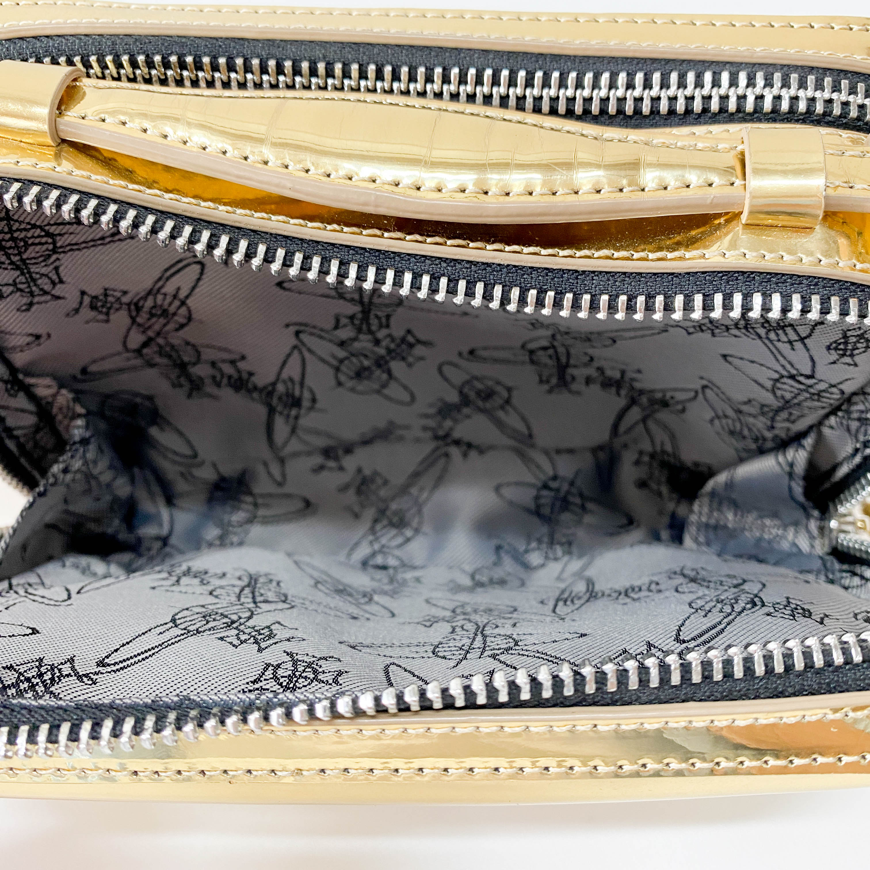 Gold Patent Leather Camera Bag