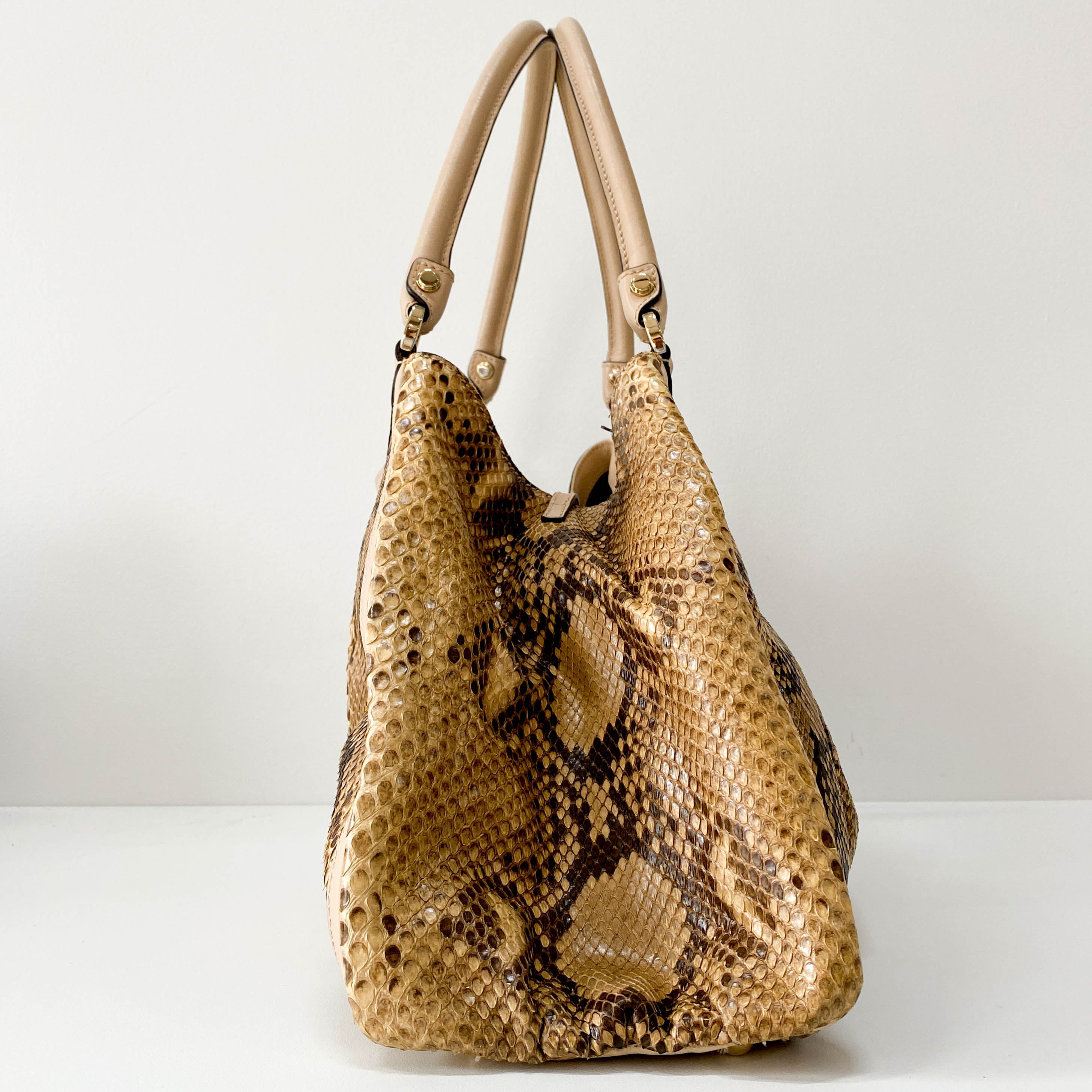 Yellow Embossed Leather Shoulder Bag