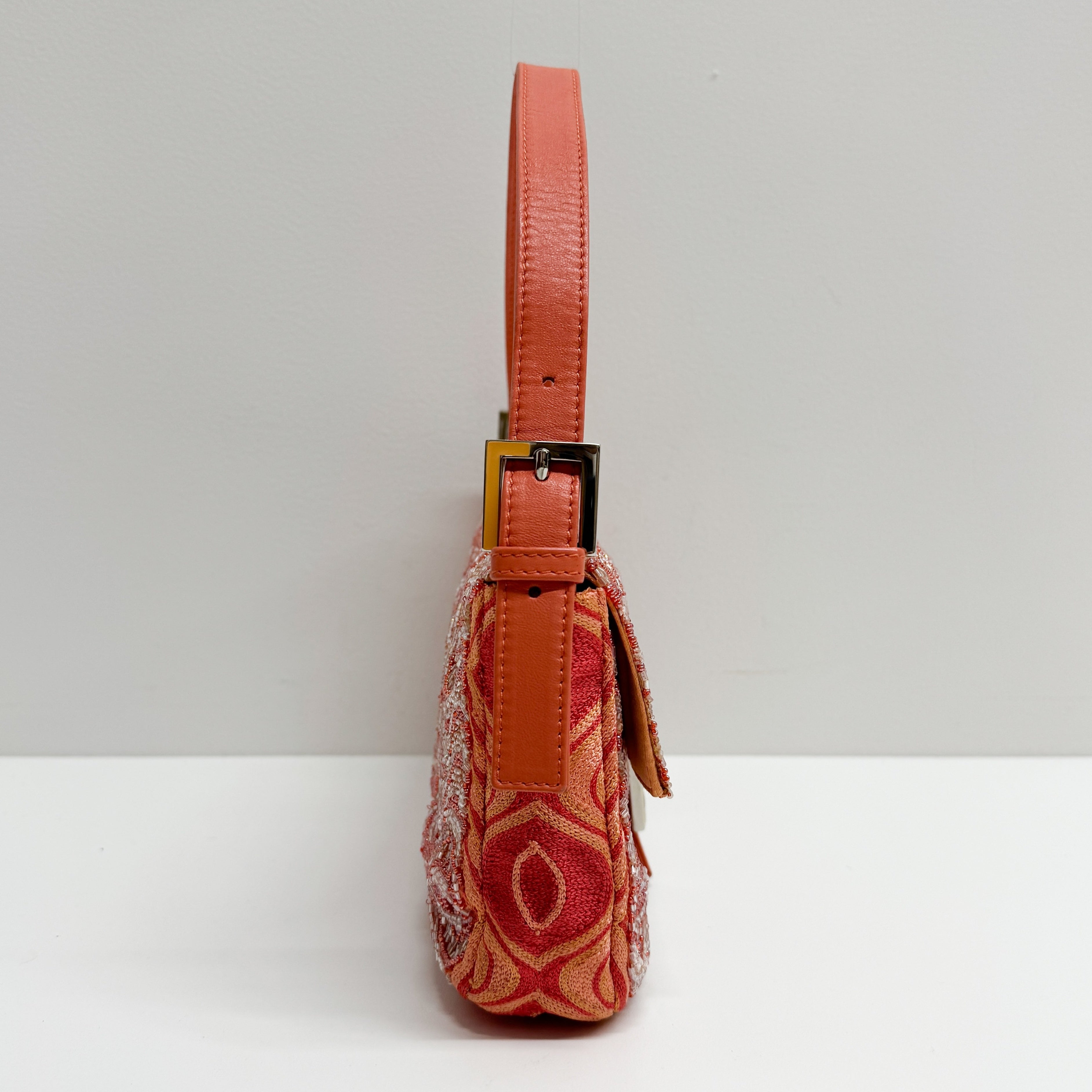 Baguette Orange Beaded Shoulder Bag