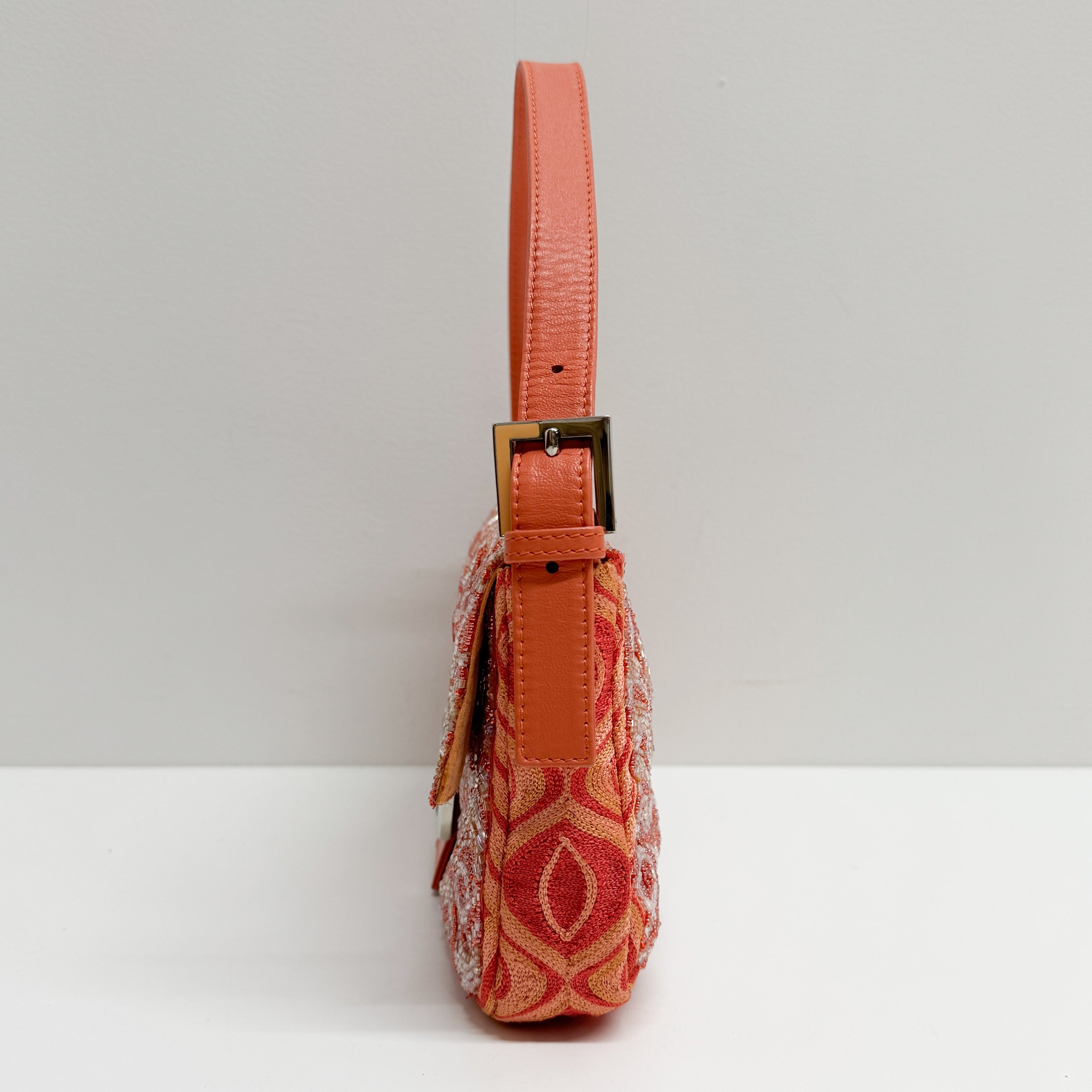 Baguette Orange Beaded Shoulder Bag