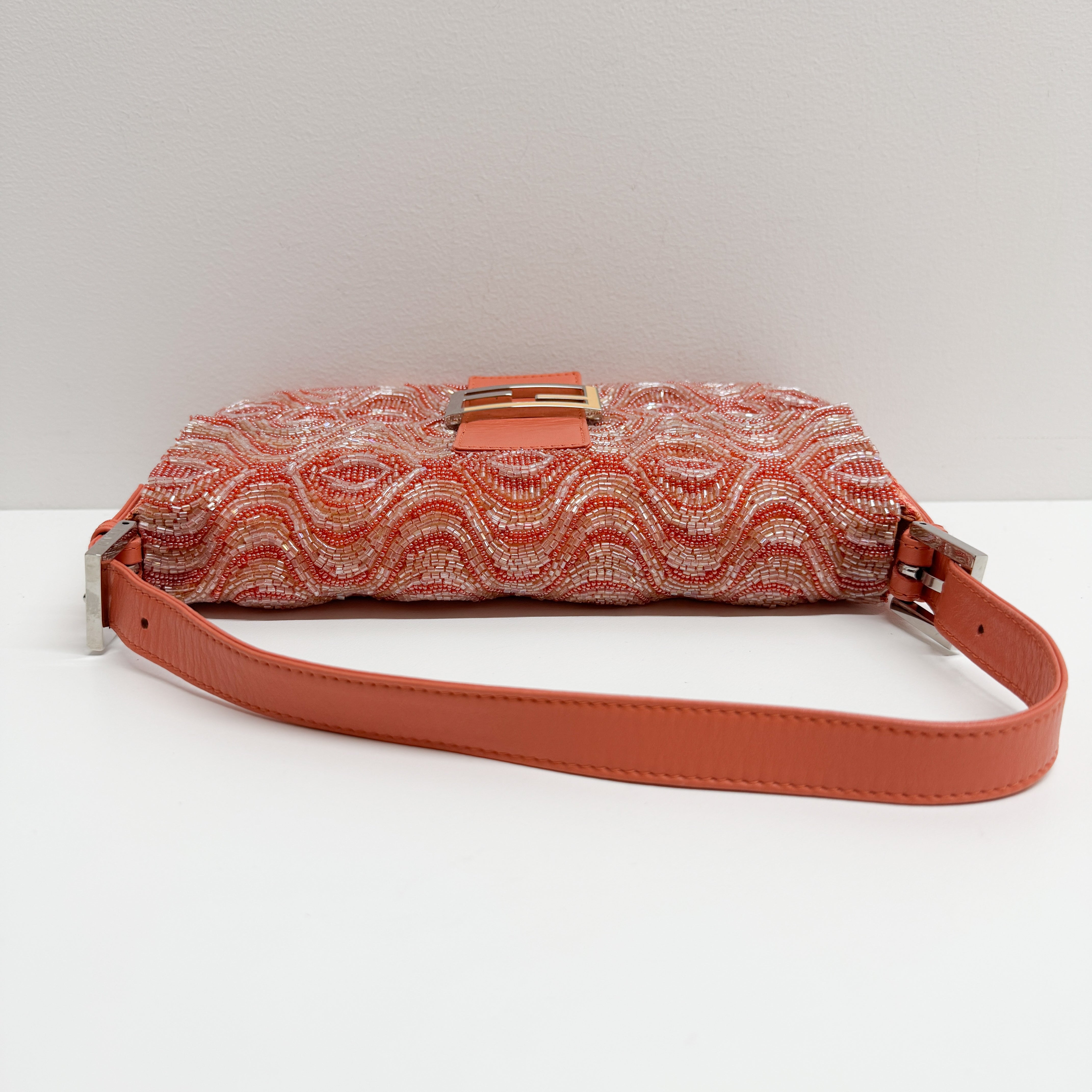 Baguette Orange Beaded Shoulder Bag