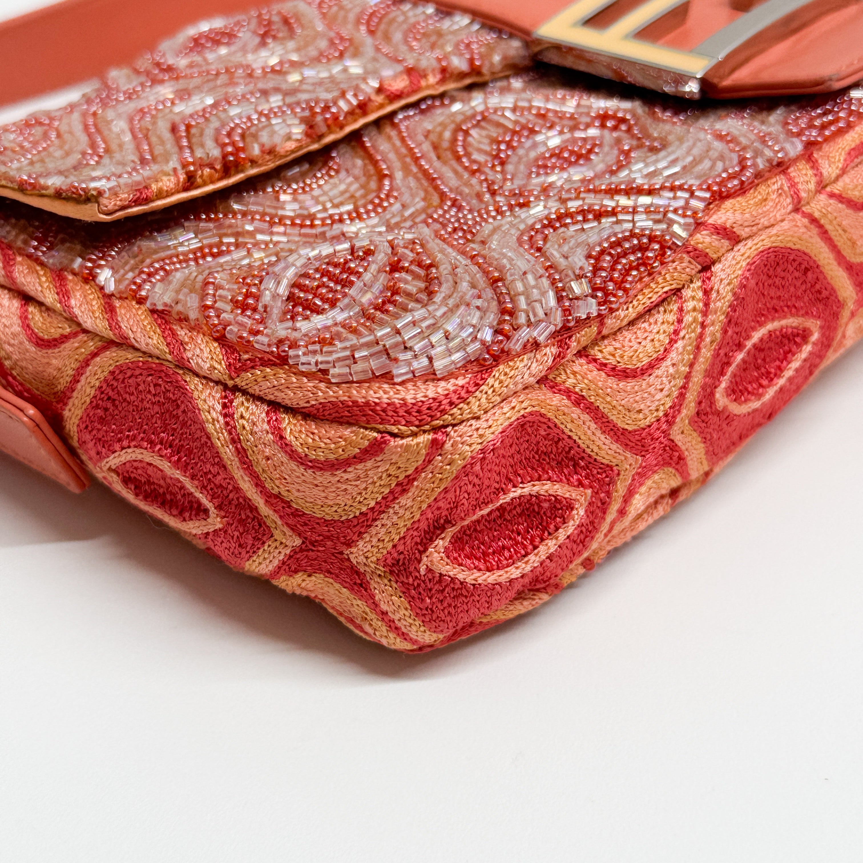 Baguette Orange Beaded Shoulder Bag