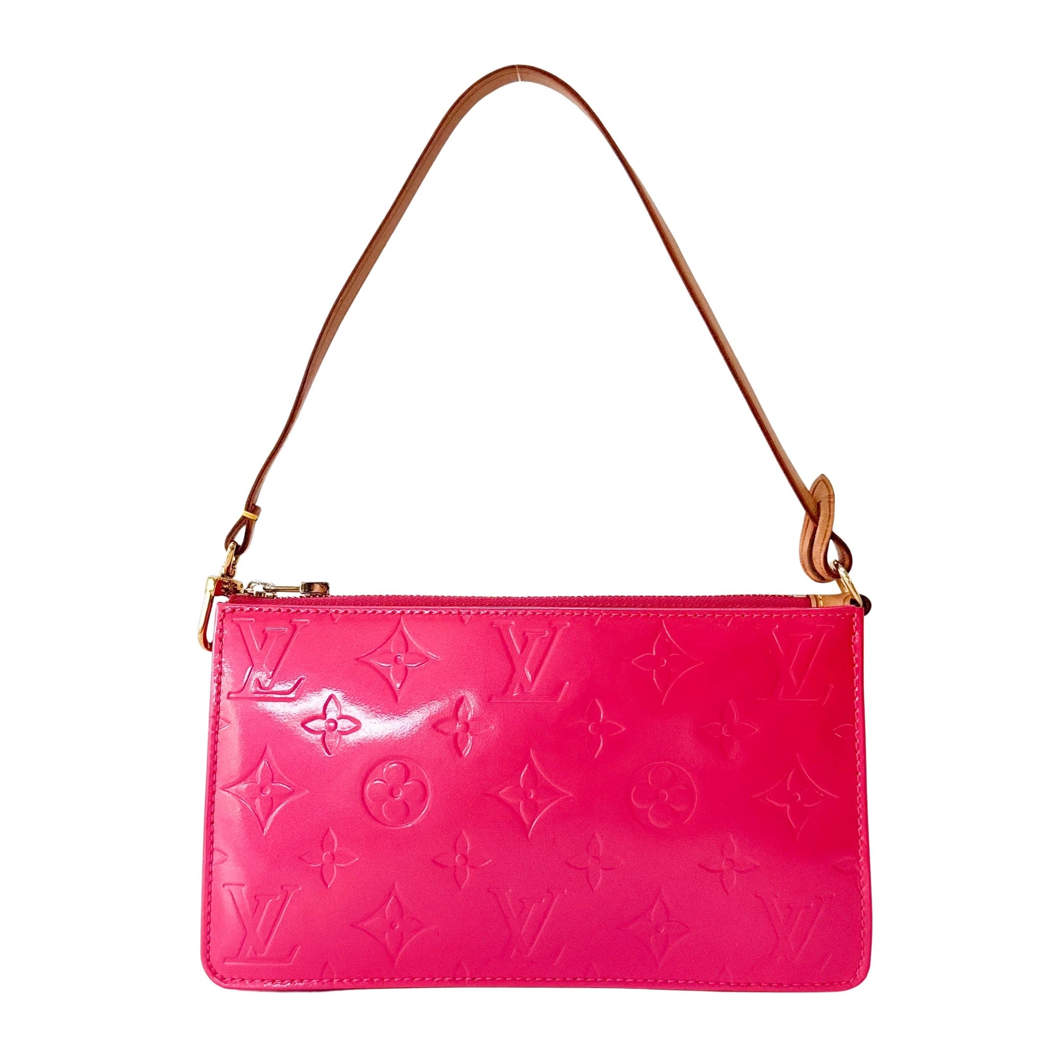 Vernis Lexington Pink Monogram Leather Pouch