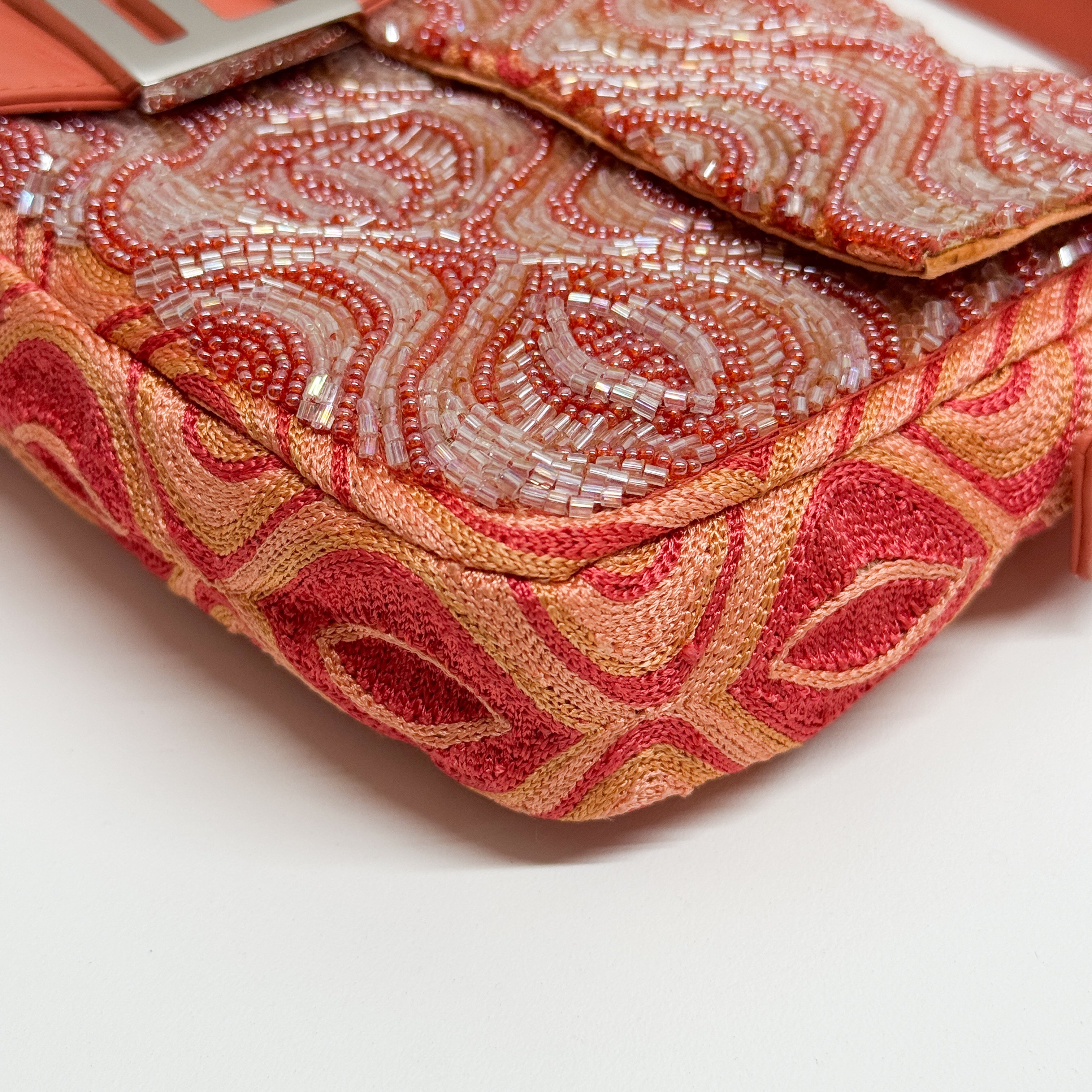 Baguette Orange Beaded Shoulder Bag