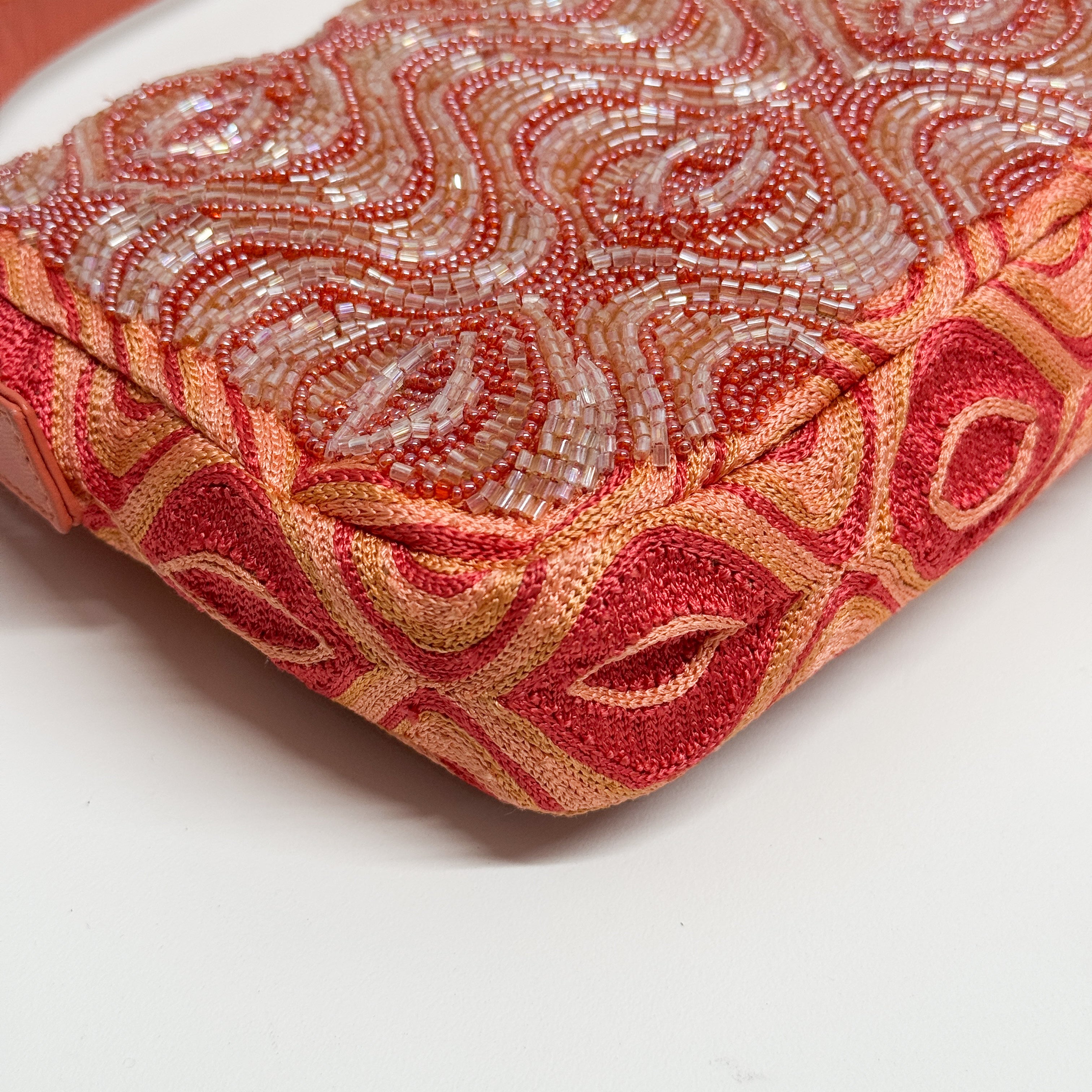 Baguette Orange Beaded Shoulder Bag